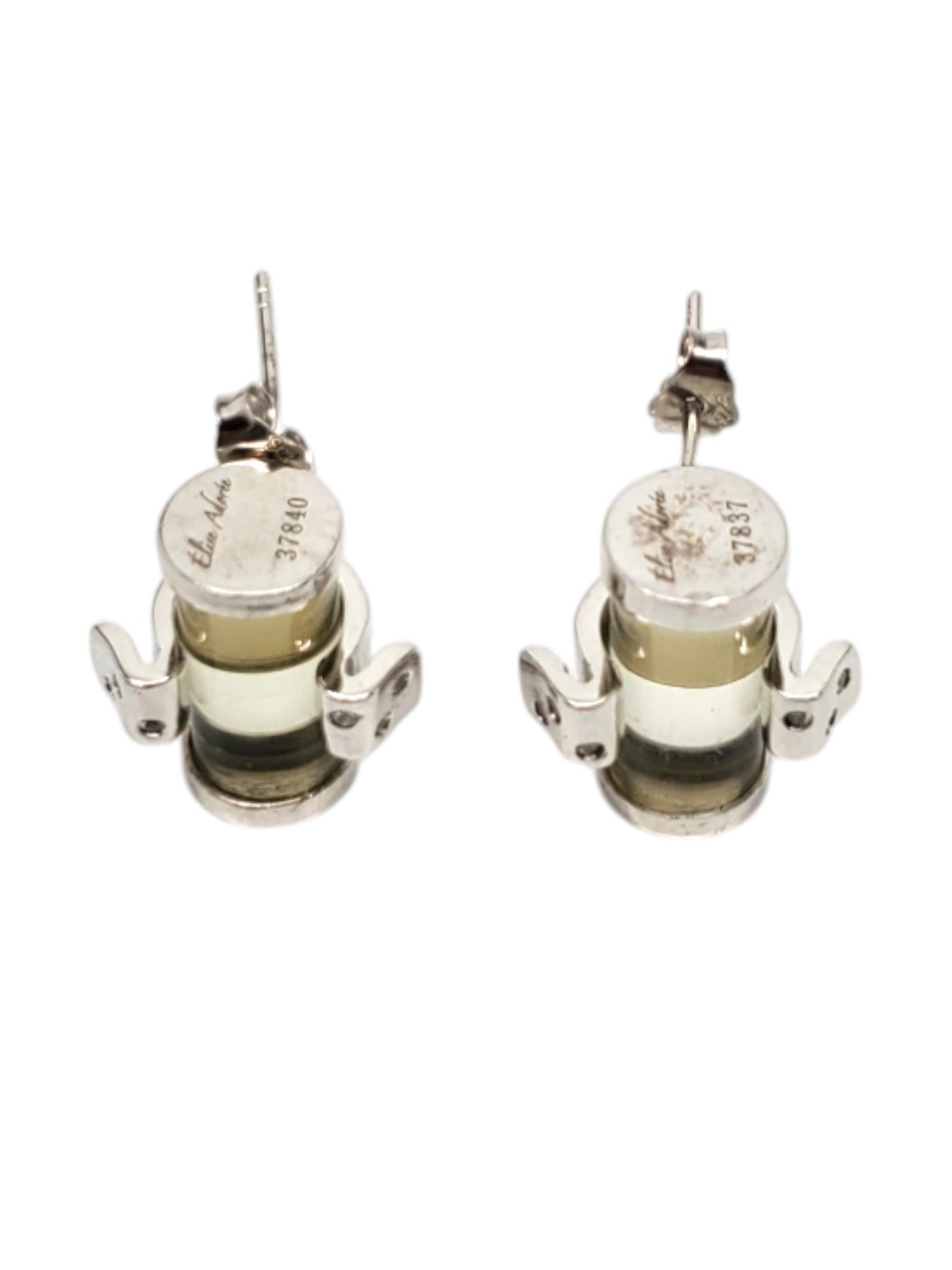 Elise Adoree Sterling Silver Platinum Plated Quartz Diamond Earrings #20524 For Sale 1