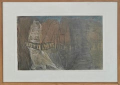 "They Do Not Sing For Me" Elise Asher, Abstracted Scene, Dark Blue and Yellow