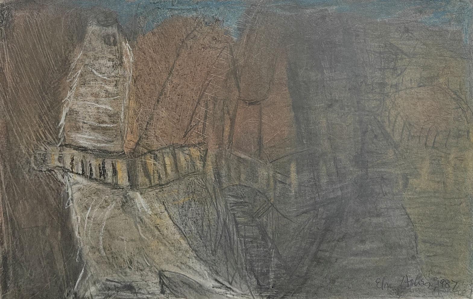Elise Asher
They Do Not Sing For Me, 1987
Signed and dated lower right
Mixed media on paper
Sight 12 x 17 5/8 inches

Provenance
Private Collection, New York

Exhibited
The William Benton Museum of Art, University of Connecticut, Storrs,