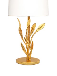 Modern Organic Elise Table Lamp by Benediko, 23K Yellow Gold, White Lampshade