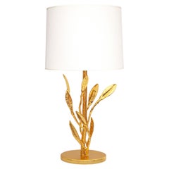Modern Organic Elise Table Lamp by Benediko, 23K Yellow Gold, White Lampshade