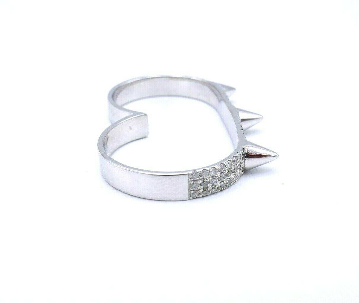 Elise Dray White Gold Diamond Spike Two-Finger Ring In Excellent Condition In Beverly Hills, CA