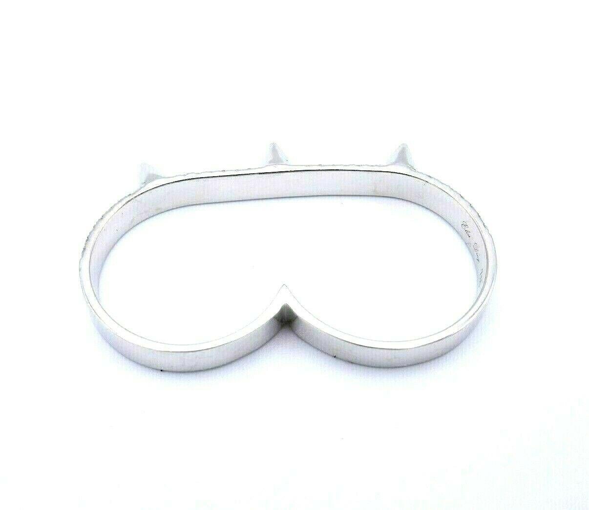 Women's or Men's Elise Dray White Gold Diamond Spike Two-Finger Ring