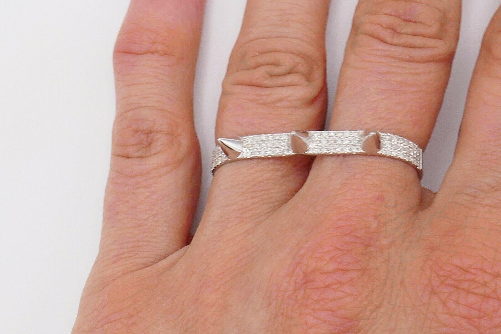 Elise Dray White Gold Diamond Spike Two-Finger Ring 1