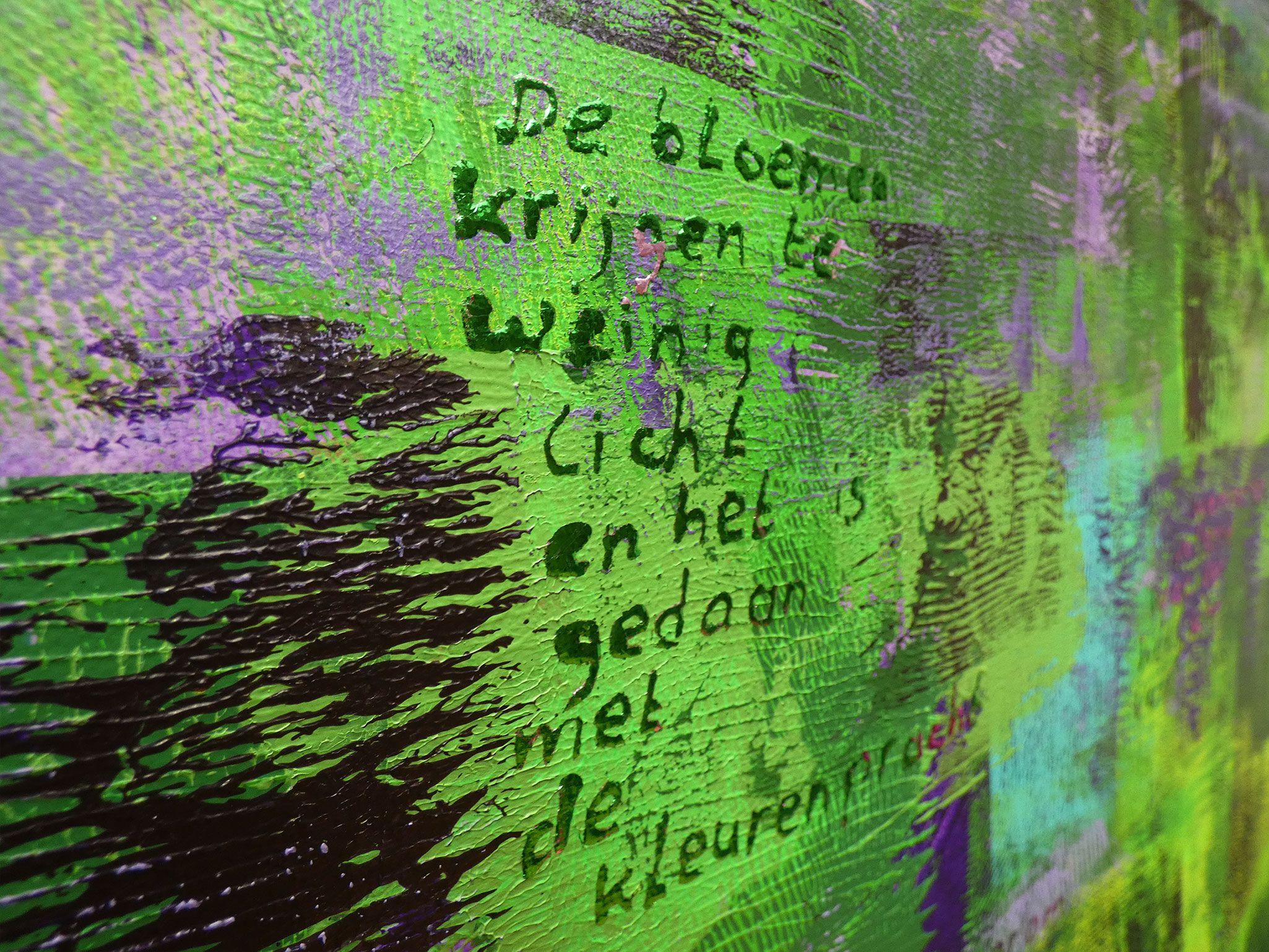 Forest of Bluebells, Gemälde, Acryl auf Leinwand (Grün), Abstract Painting, von Elise Eekhout