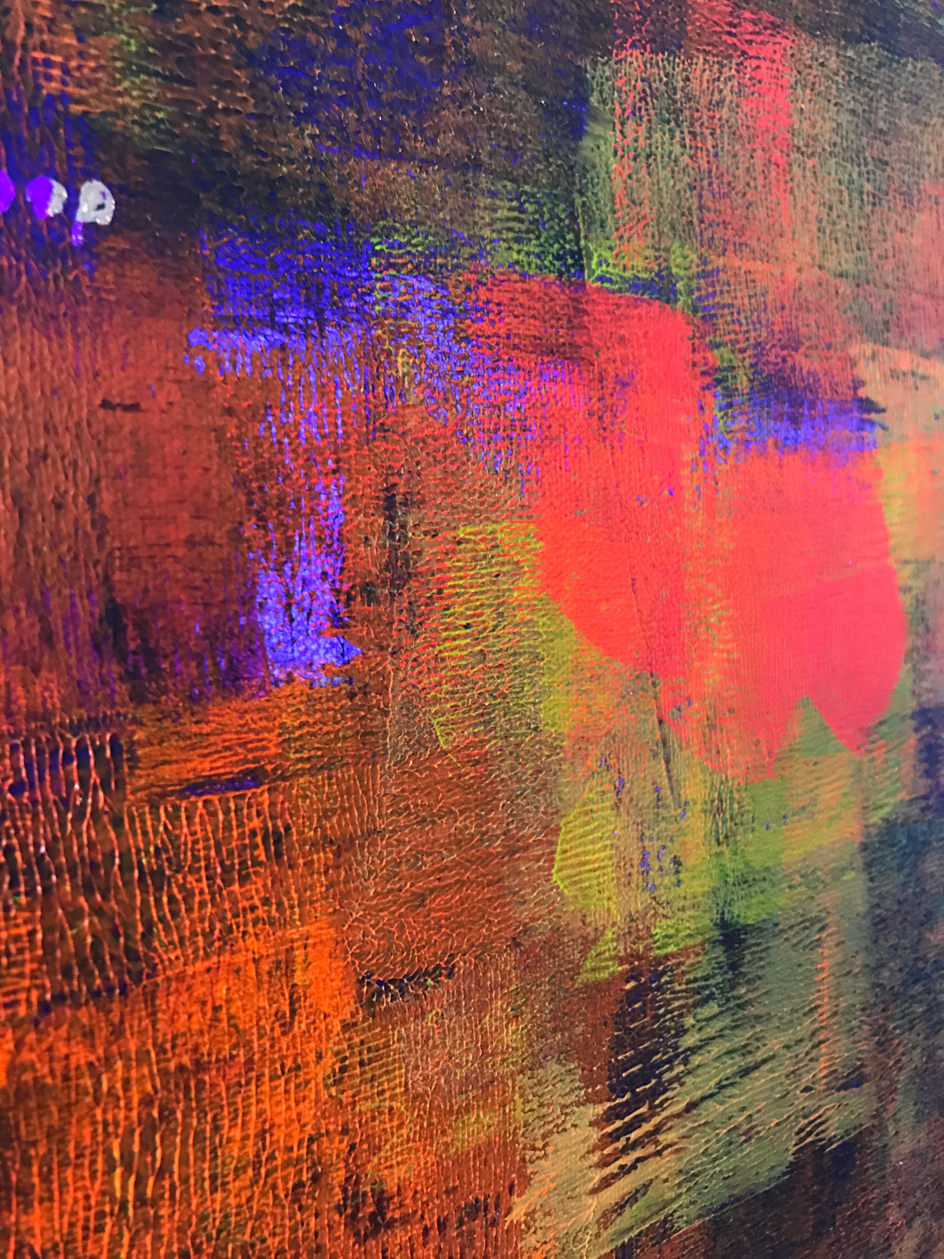 Love in Mumbay, Painting, Acrylic on Canvas - Pink Abstract Painting by Elise Eekhout