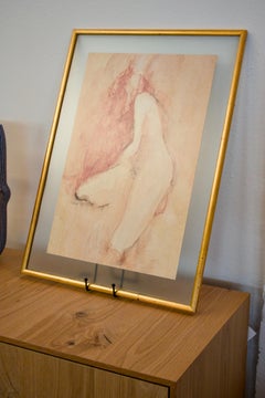 Elise Abstract Painting on Paper, Signed 1977, Introspective Figure