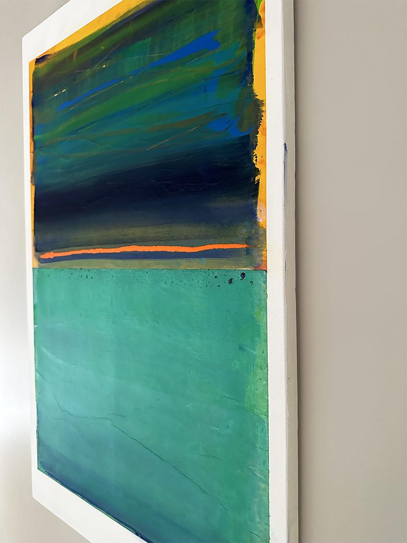 Land/Water Abstract Painting Contemporary Rothko Inspired Aqua Warm Cool Colors 1