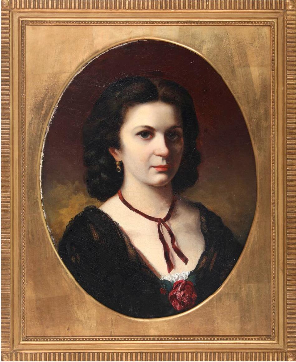 Russian Princess Olga Gortschakoff - 19th Century Portrait, Oil on Canvas For Sale 5