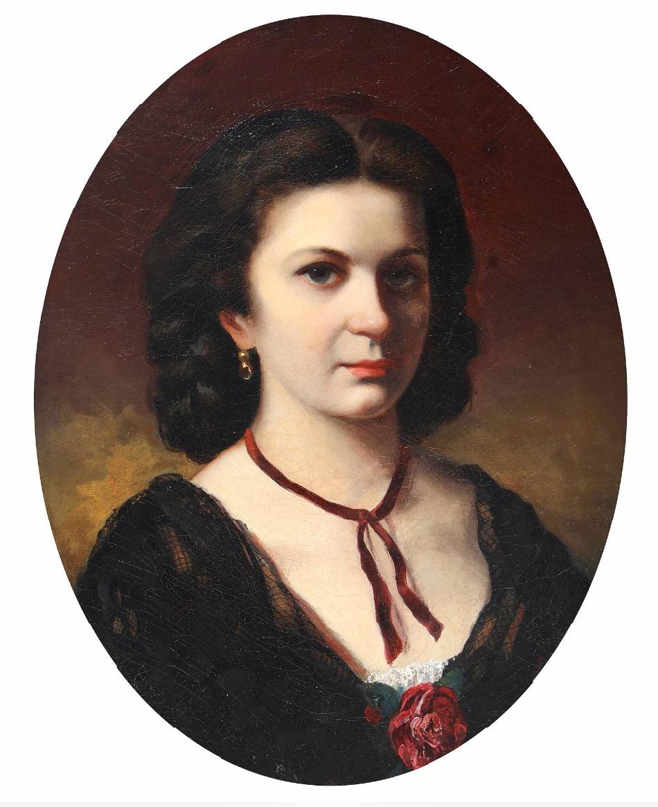 Russian Princess Olga Gortschakoff - 19th Century Portrait, Oil on Canvas For Sale 6