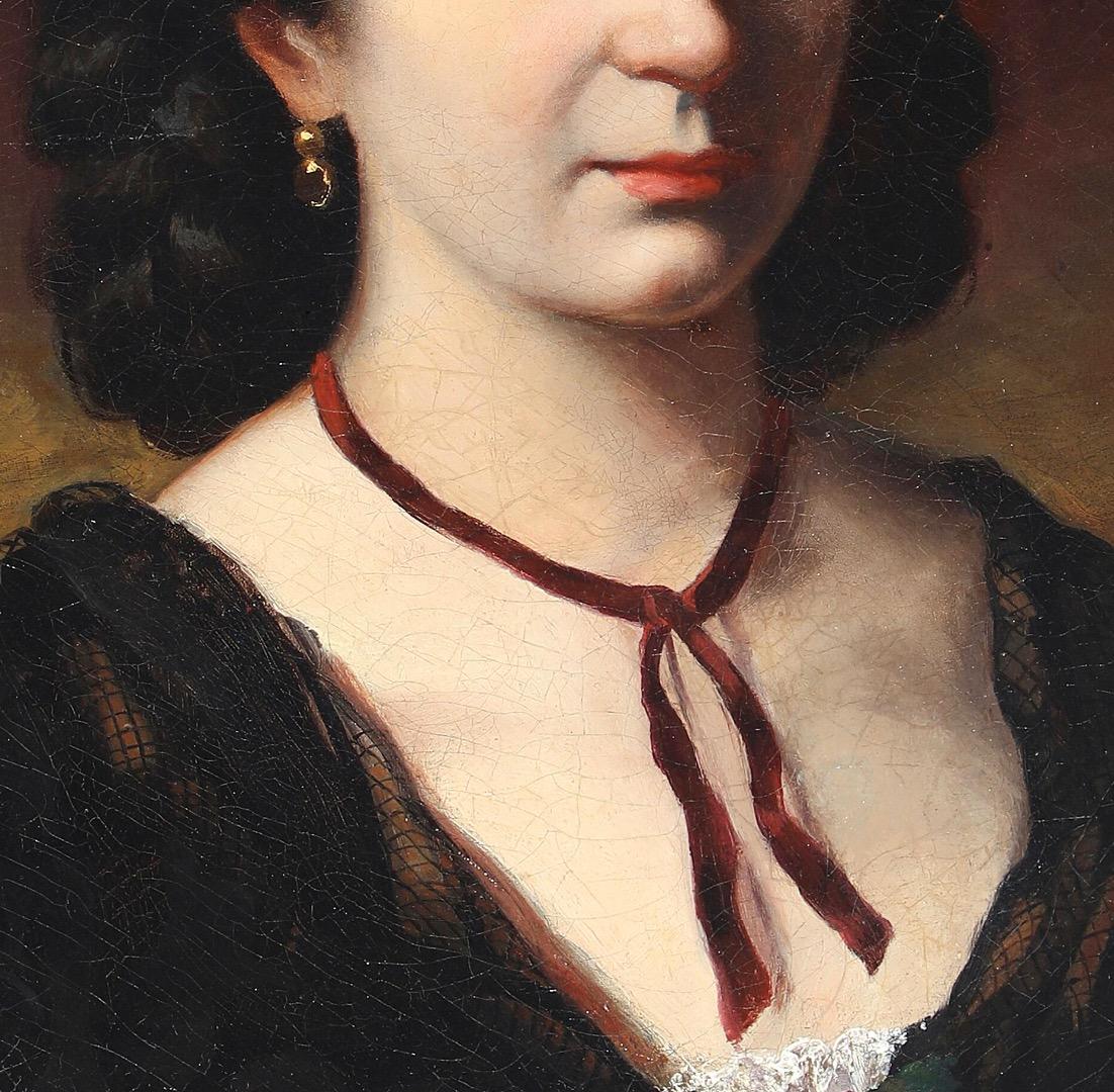 Russian Princess Olga Gortschakoff - 19th Century Portrait, Oil on Canvas - Brown Portrait Painting by Elise Hügel