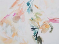 Bright Trellis II, peinture abstraite contemporaine à l'acrylique, fleurs et nature