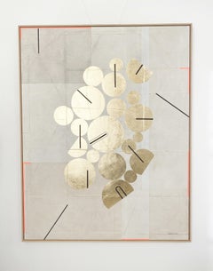December, Abstract Geometric Painting, Oil and Gold Leaf, Framed, 2025