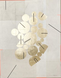 December, Abstract Geometric Painting, Oil and Gold Leaf, Framed, 2025