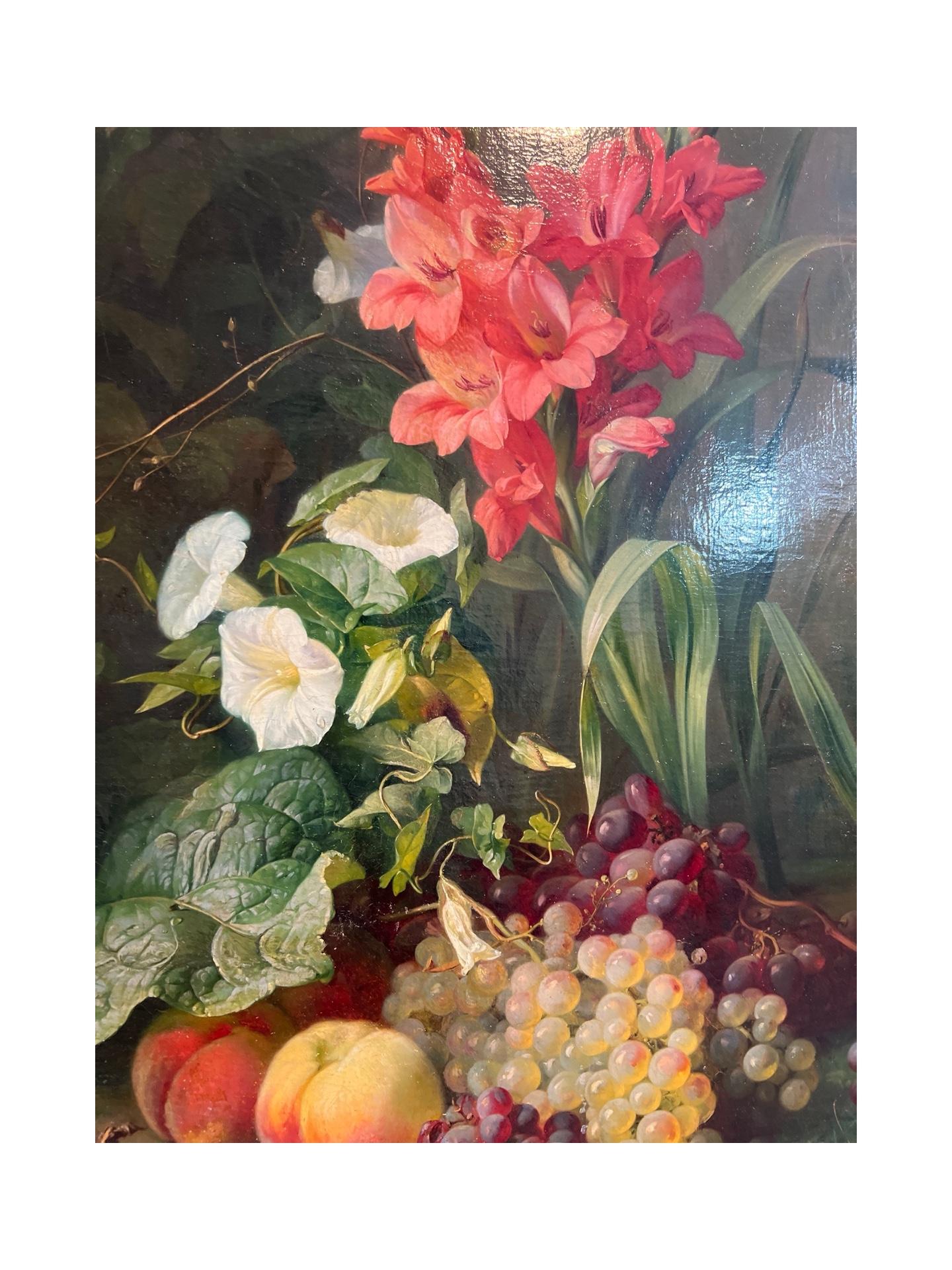 19th Century Elise Puyroche-Wagner (German, 1828-1895), Floral Naturalistic Painting C. 1853 For Sale