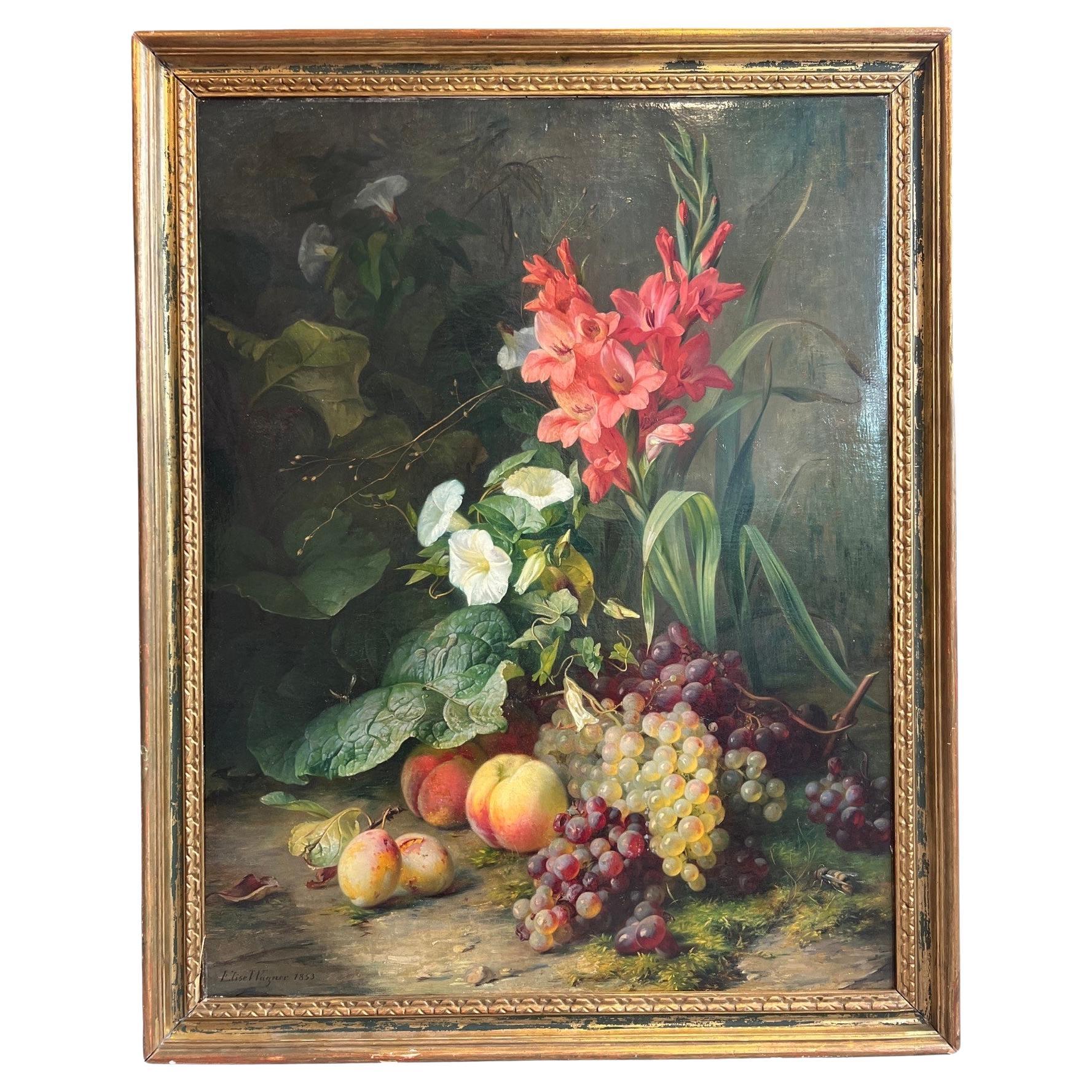 Elise Puyroche-Wagner (German, 1828-1895), Floral Naturalistic Painting C. 1853 For Sale