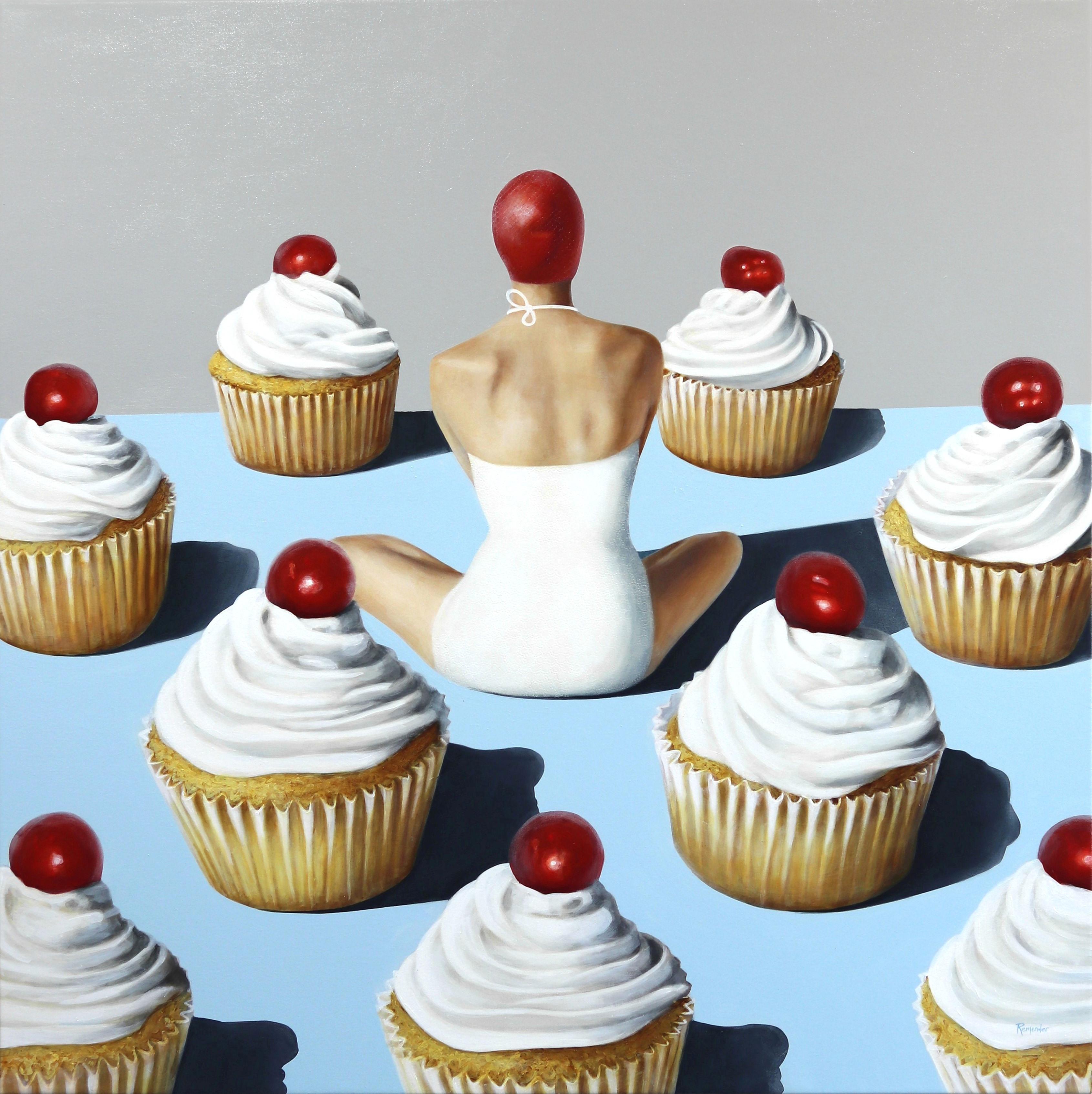 Elise Remender Figurative Painting - Bather and Cupcakes