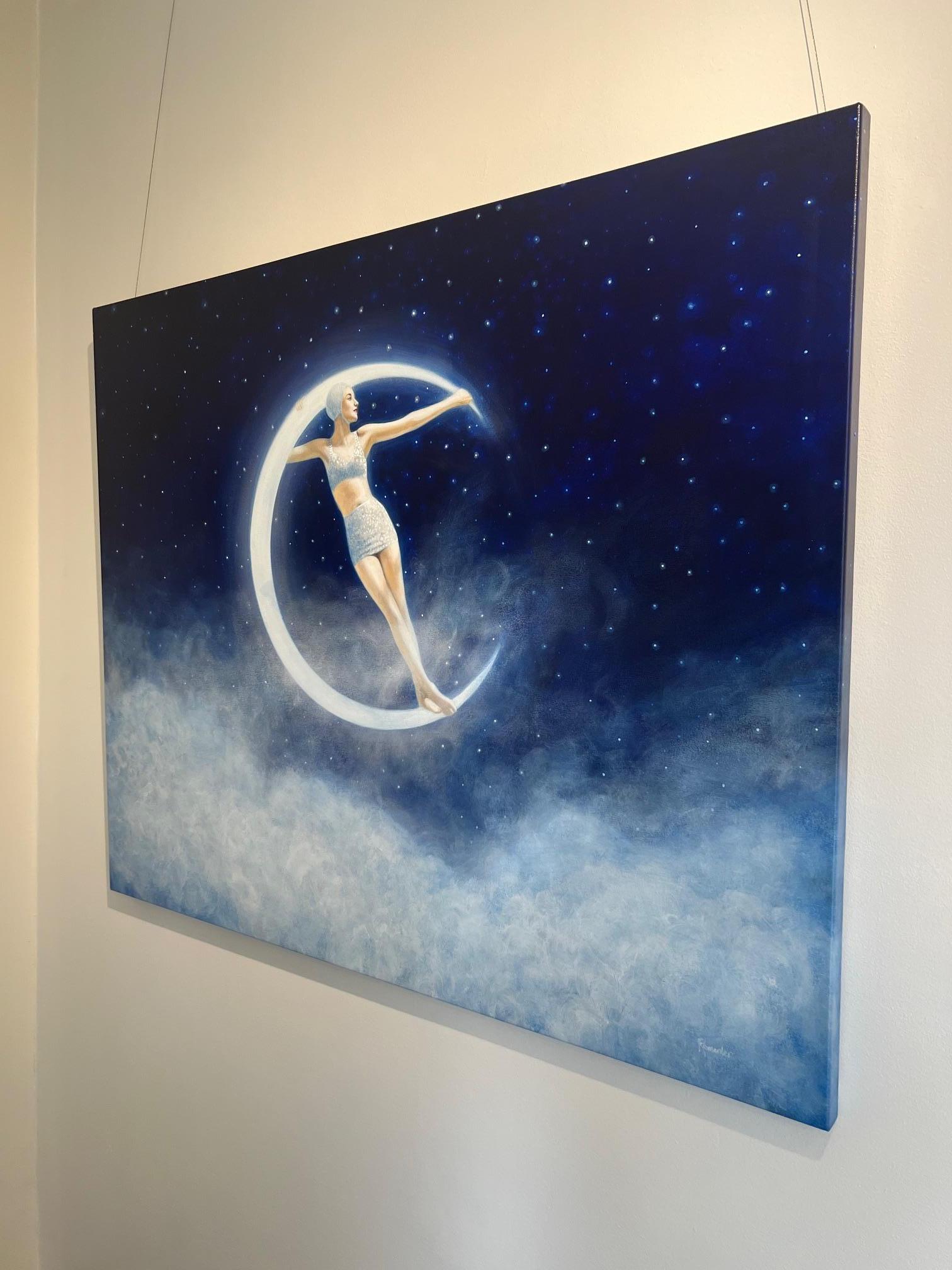 Figurative_Moon_Acrylic/Oil Varnish/Canvas_Star Lit Dream, Elise Remender, 2024 For Sale 1