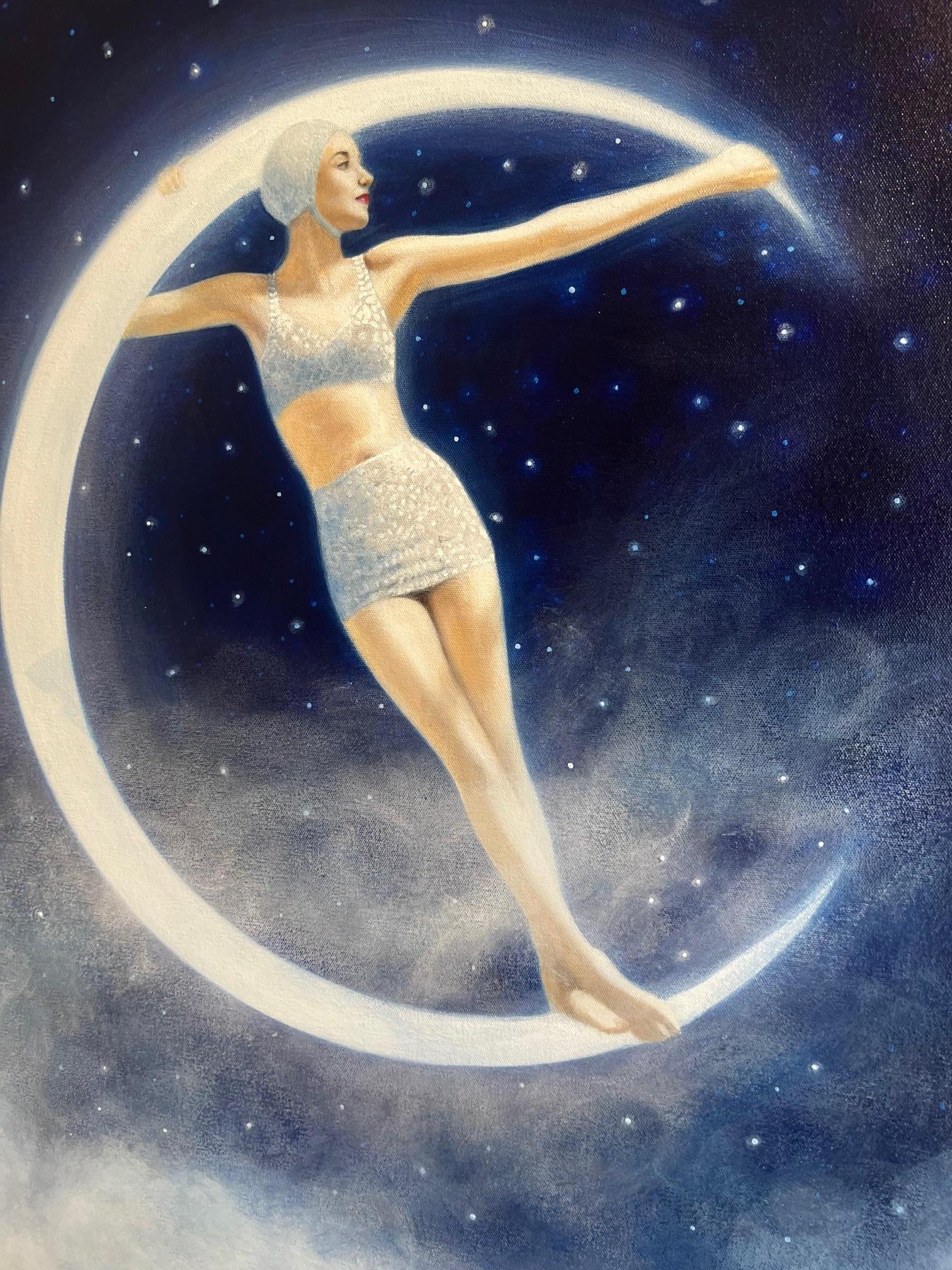 Figurative_Moon_Acrylic/Oil Varnish/Canvas_Star Lit Dream, Elise Remender, 2024 For Sale 2
