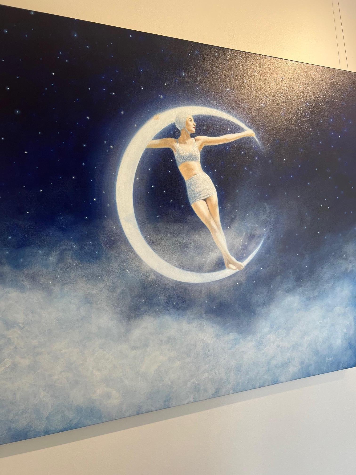 Figurative_Moon_Acrylic/Oil Varnish/Canvas_Star Lit Dream, Elise Remender, 2024 For Sale 3