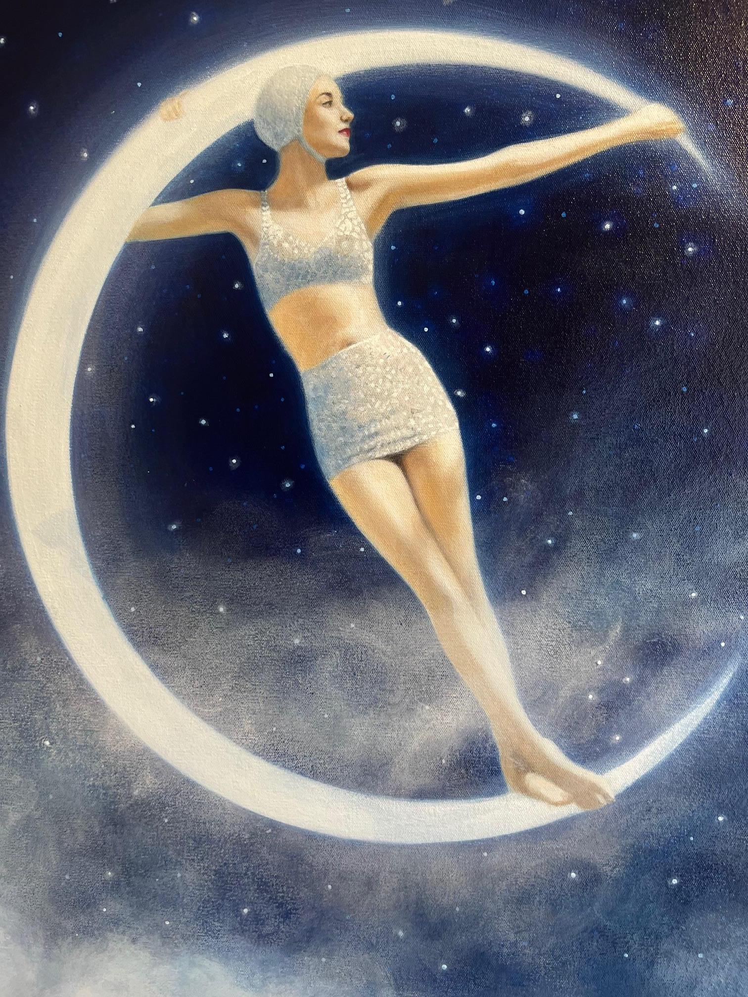 Figurative_Moon_Acrylic/Oil Varnish/Canvas_Star Lit Dream, Elise Remender, 2024 For Sale 4