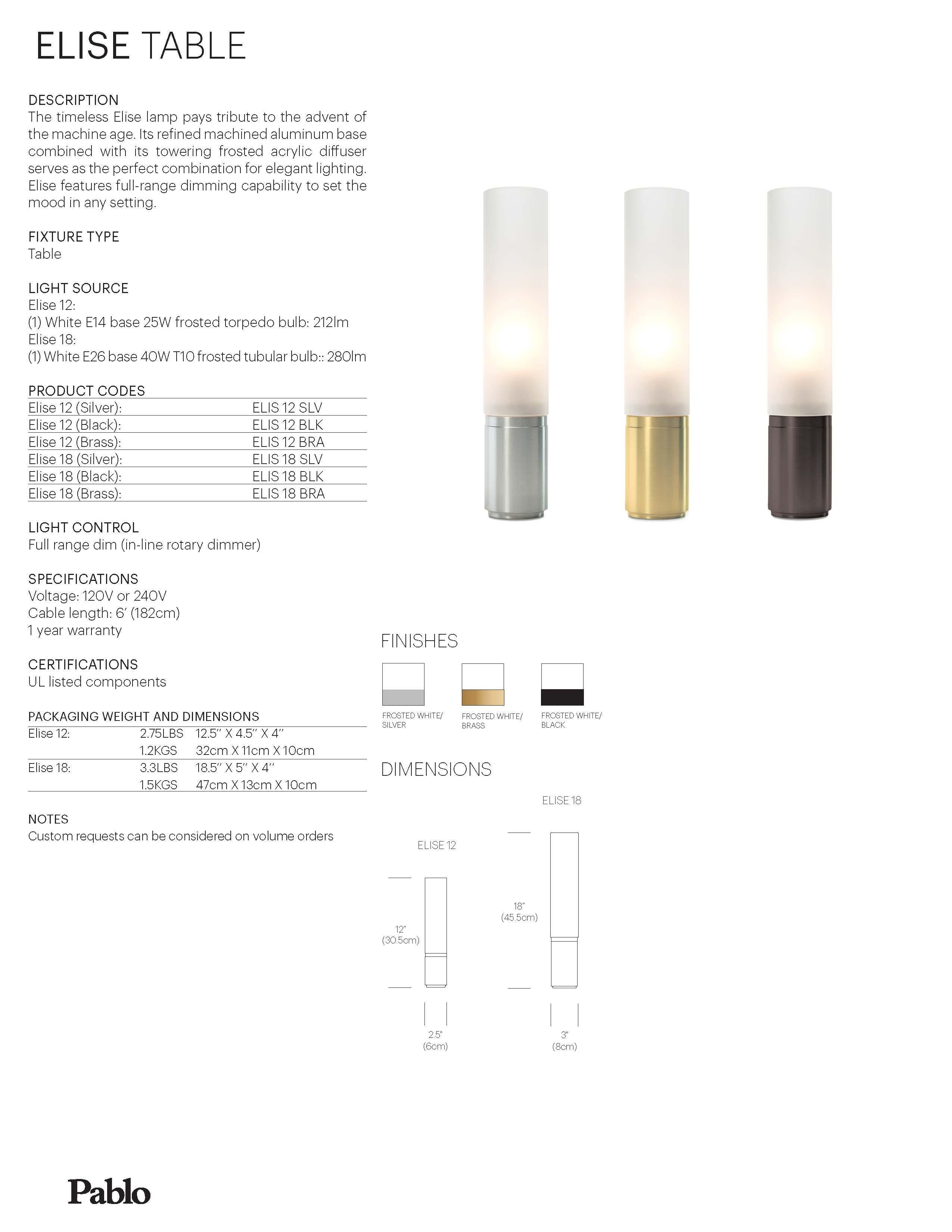 Americano Lampada da tavolo Elise in Silver di Pablo Designs in vendita