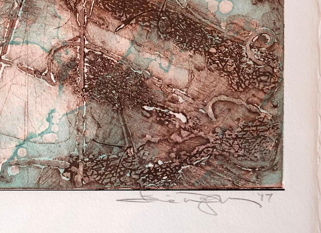 Territory Warming #4, abstrakte Enkaustik-Collagraphie von Elise Wagner im Angebot 3