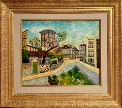 Peinture impressionniste française Elisee Maclet Paris Montmartre Scène de rue
