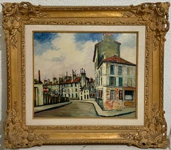 Peinture impressionniste française Elisee Maclet Paris Montmartre Scène de rue