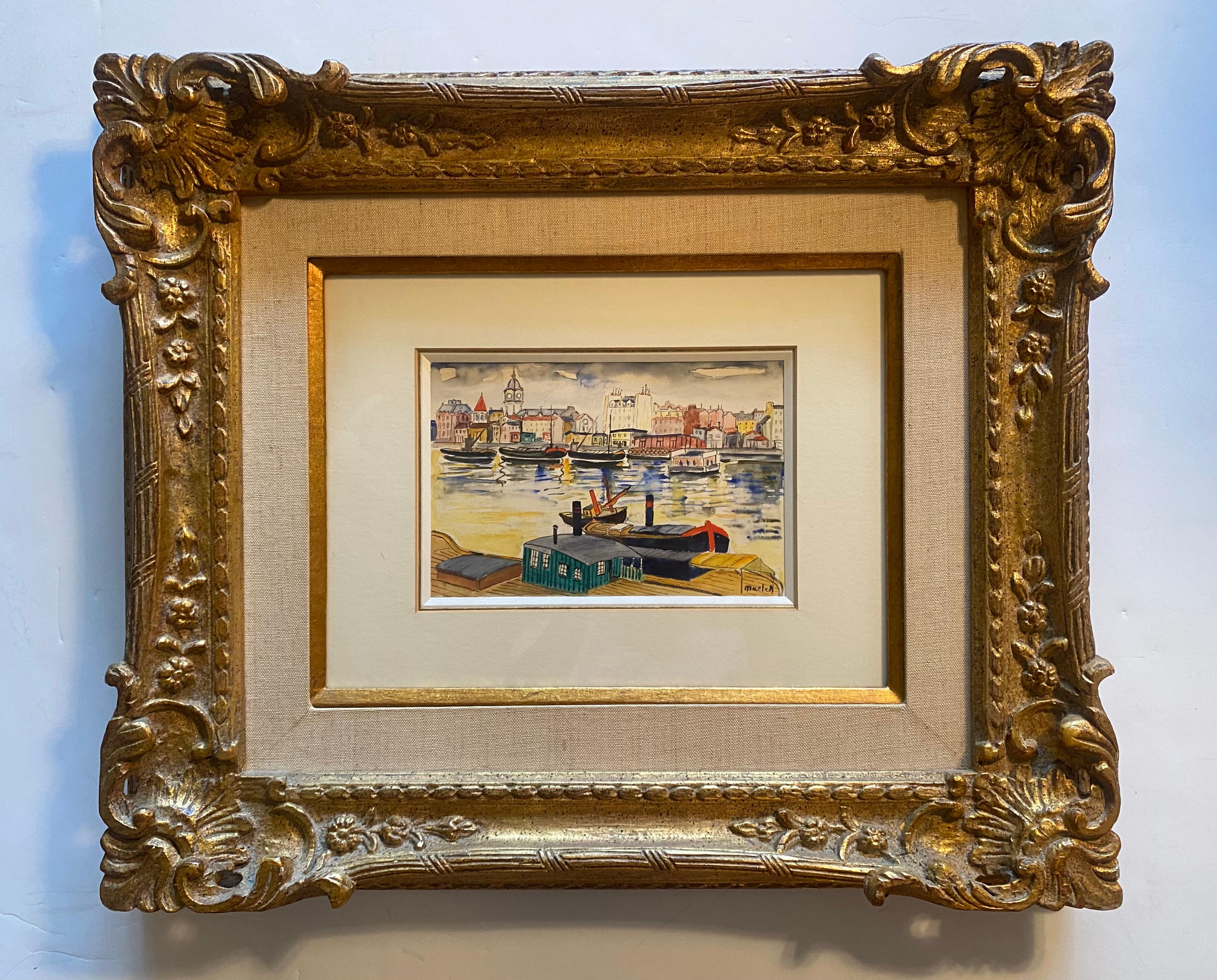 Seine River Scene - Post-Impressionist Mixed Media Art by Elisée Maclet