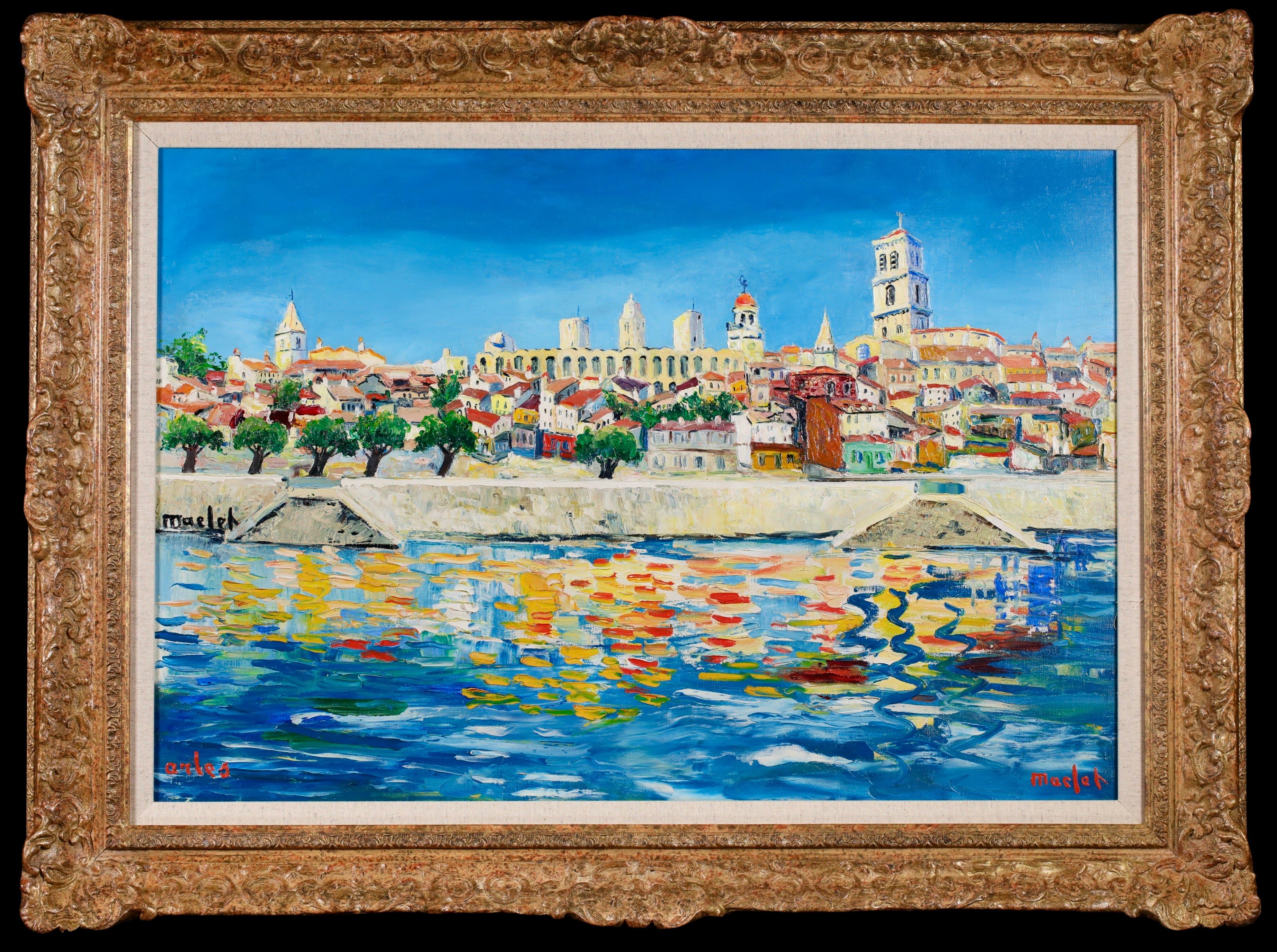 Landscape Painting Elisée Maclet - Arles - Peinture à l'huile de paysage post-impressionniste d'Elisabeth Maclet