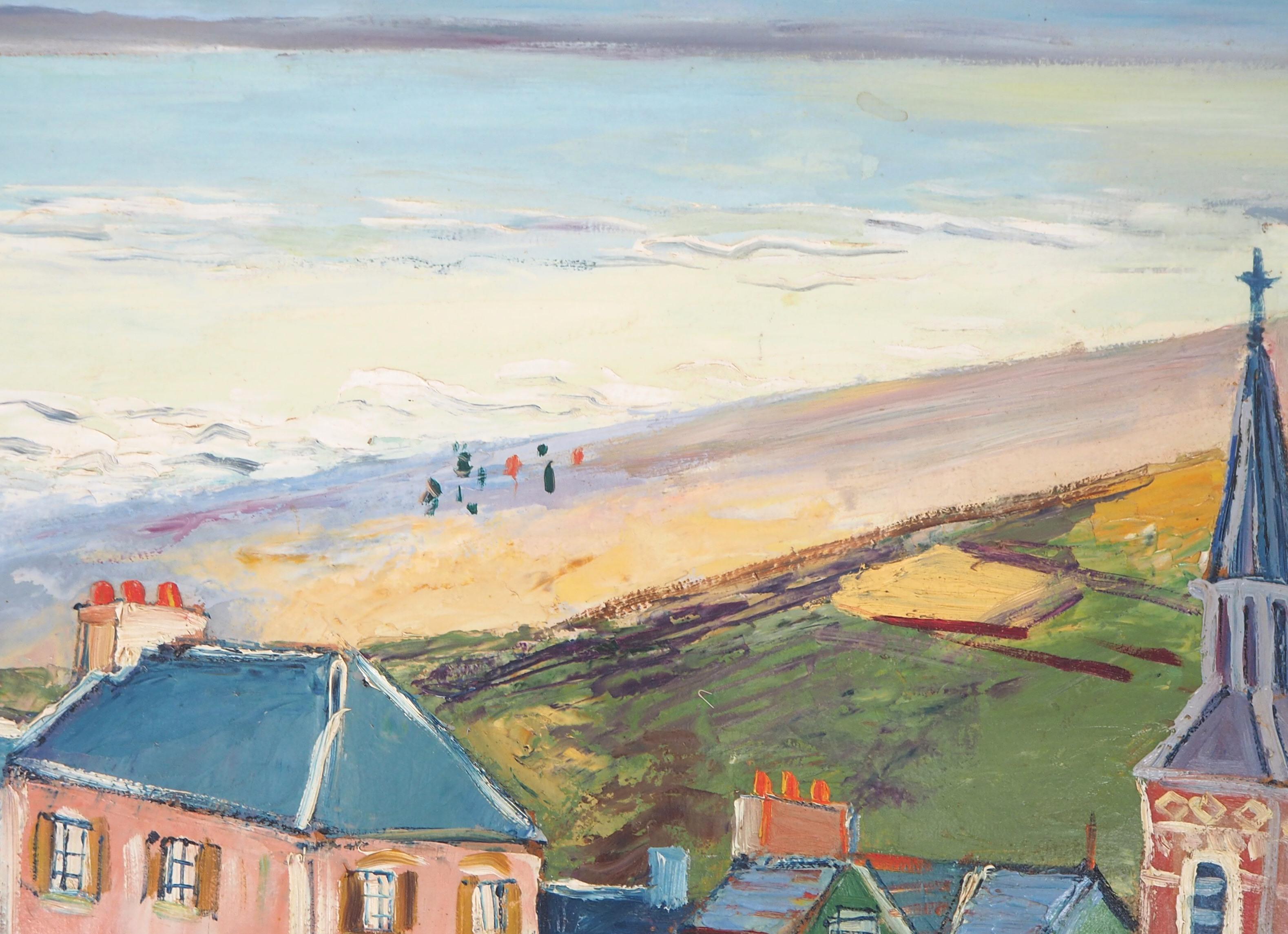 Brittany : Seaside Village - Original oil on borad - Signed For Sale 3