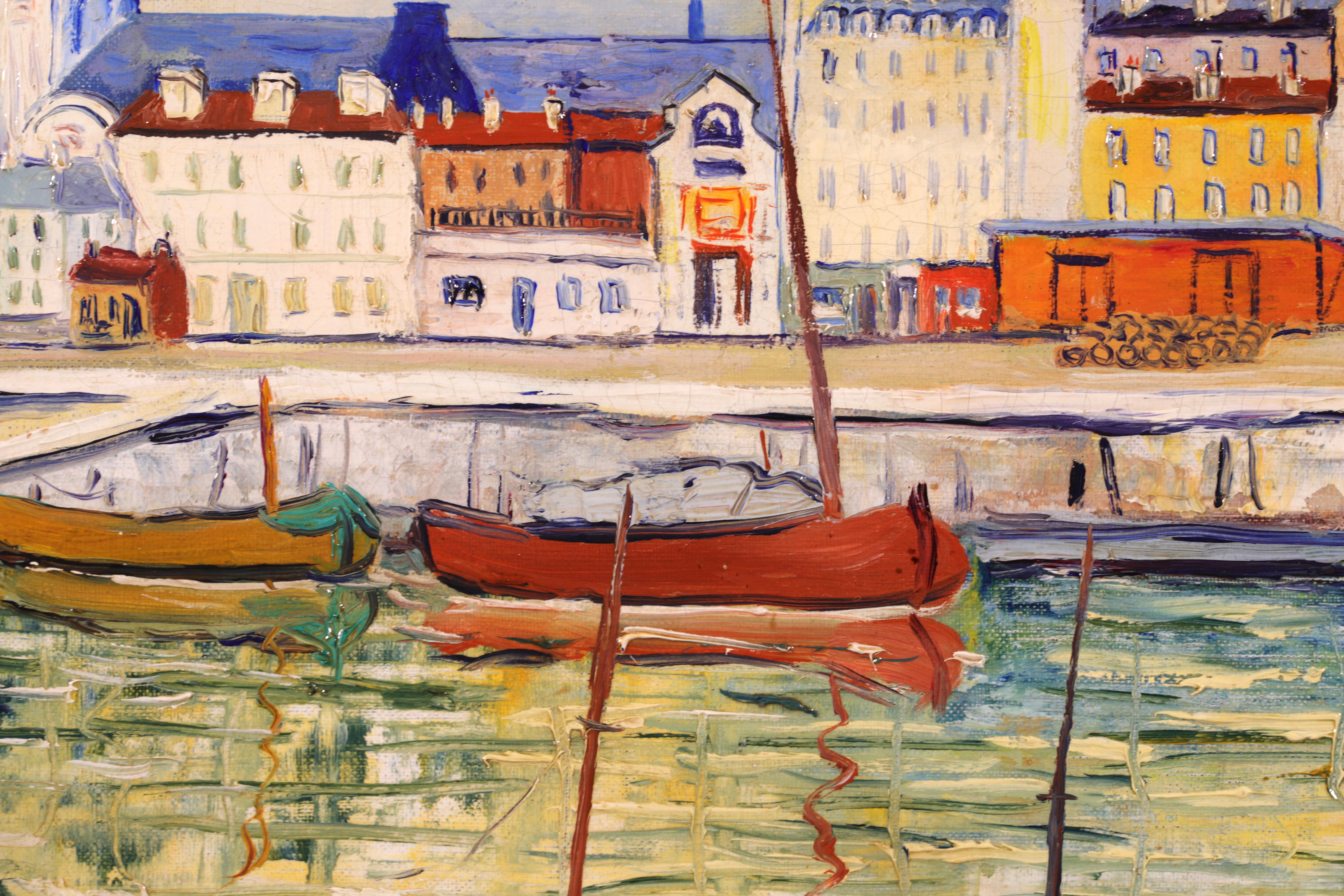 Honfleur - Post-Impressionist Oil, River in City Landscape by Elisee Maclet 5