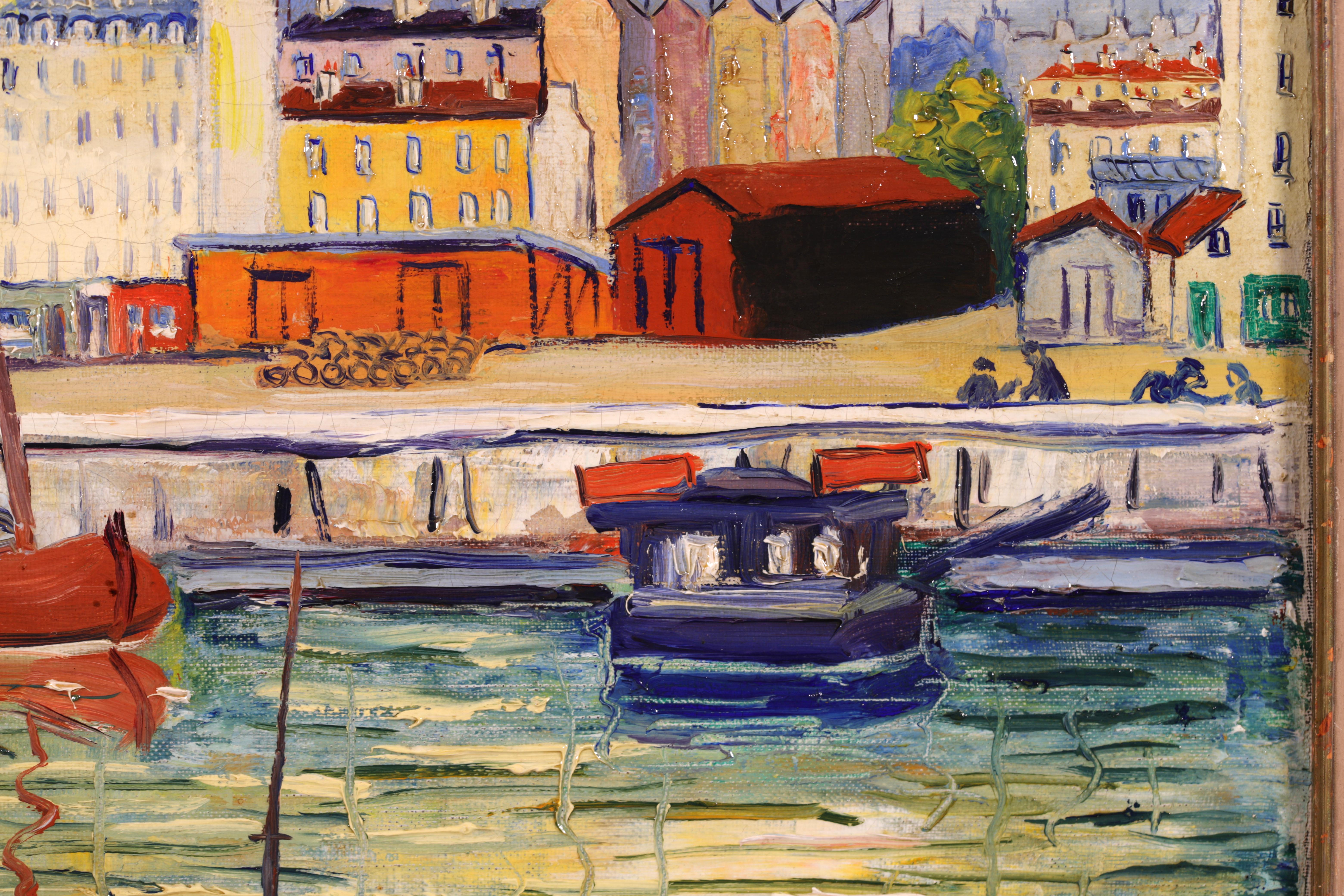 Honfleur - Post-Impressionist Oil, River in City Landscape by Elisee Maclet 6