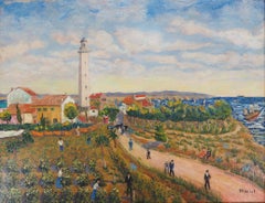 Landscape with a Lighthouse - Original Oil on Canvas, Handsigned, c. 1930