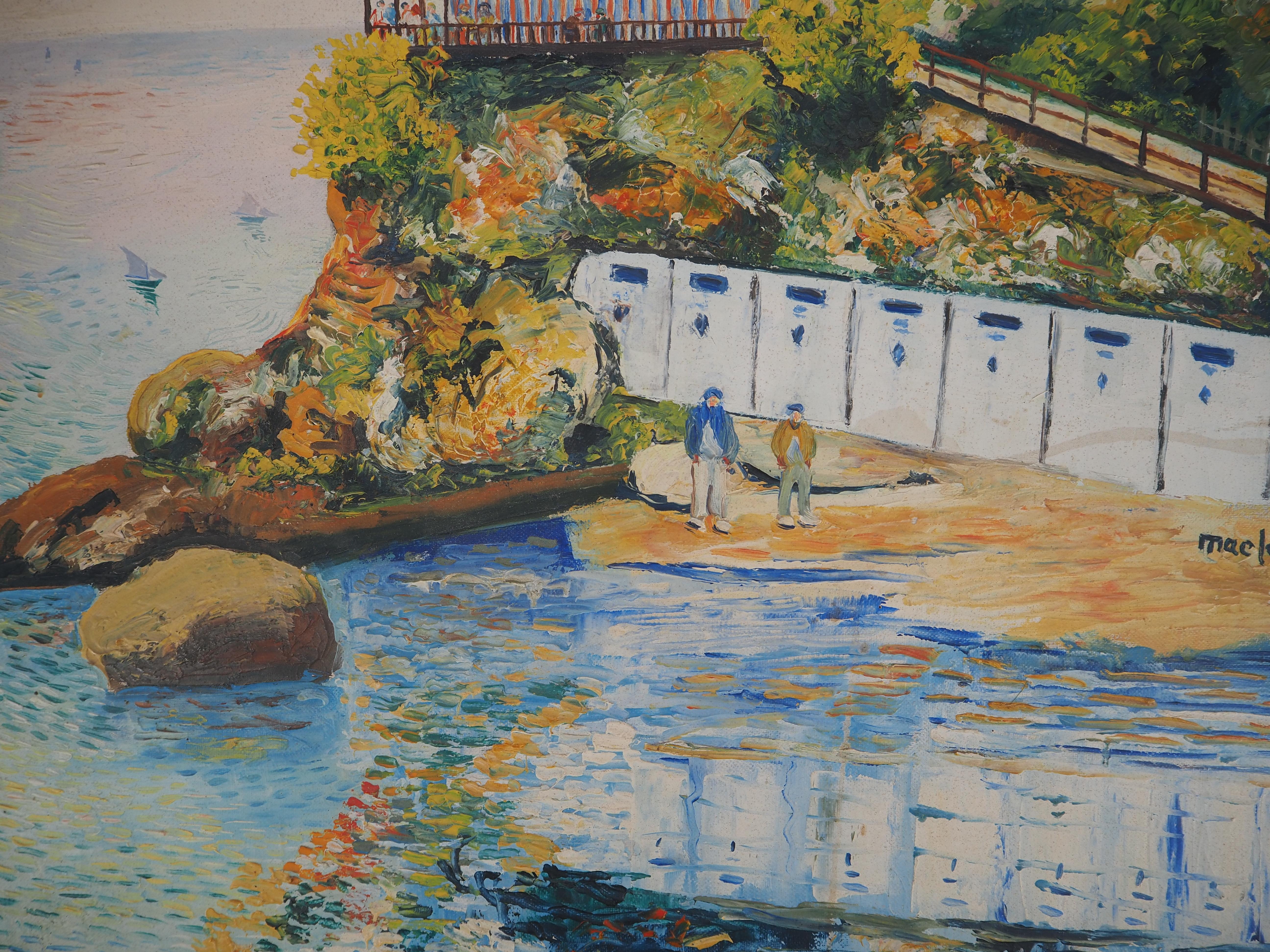 Paisaje marino mediterráneo cerca de Tolón - Óleo sobre lienzo - Firmado - Painting Posimpresionista de Elisée Maclet