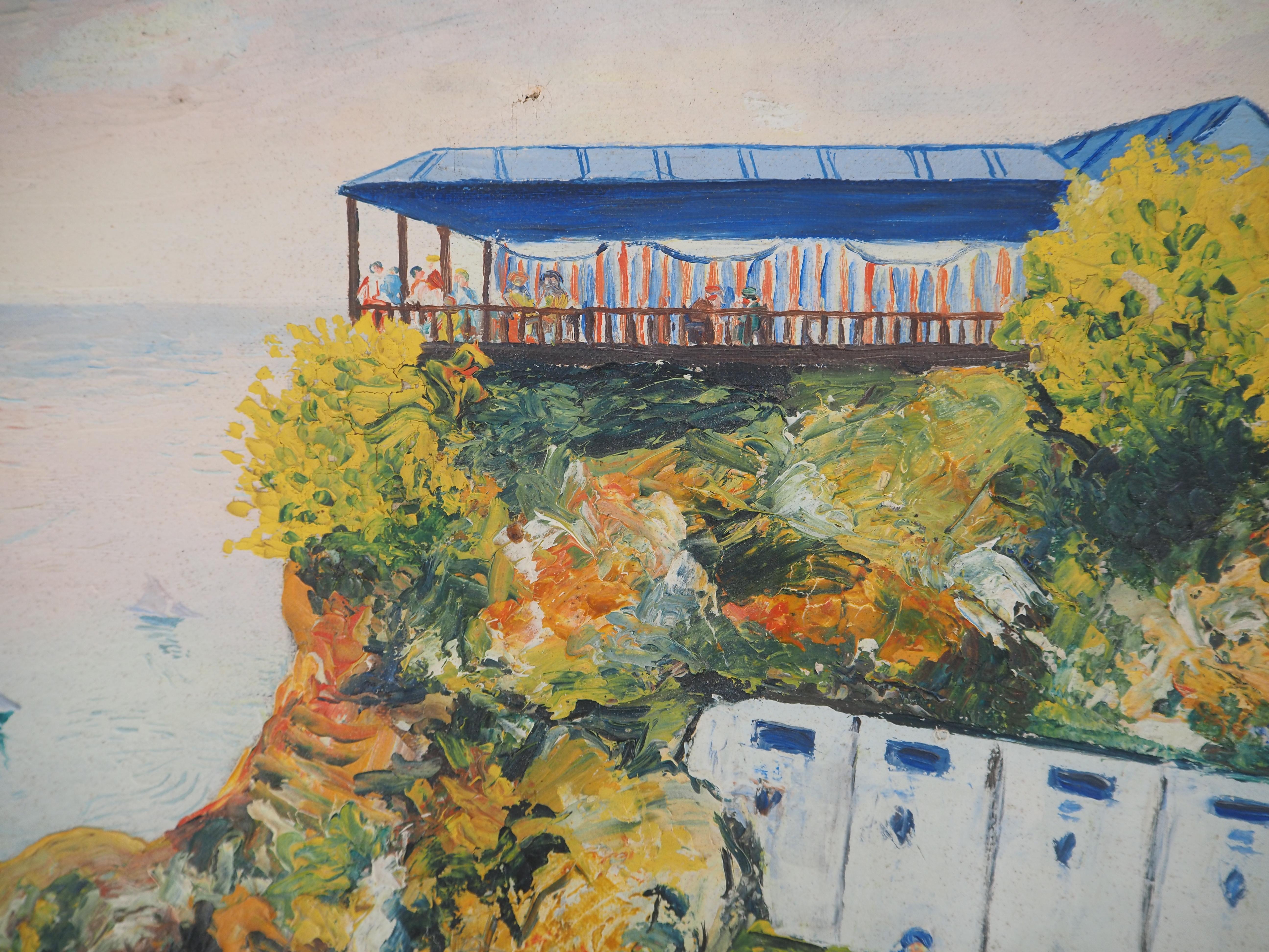 Paisaje marino mediterráneo cerca de Tolón - Óleo sobre lienzo - Firmado en venta 1