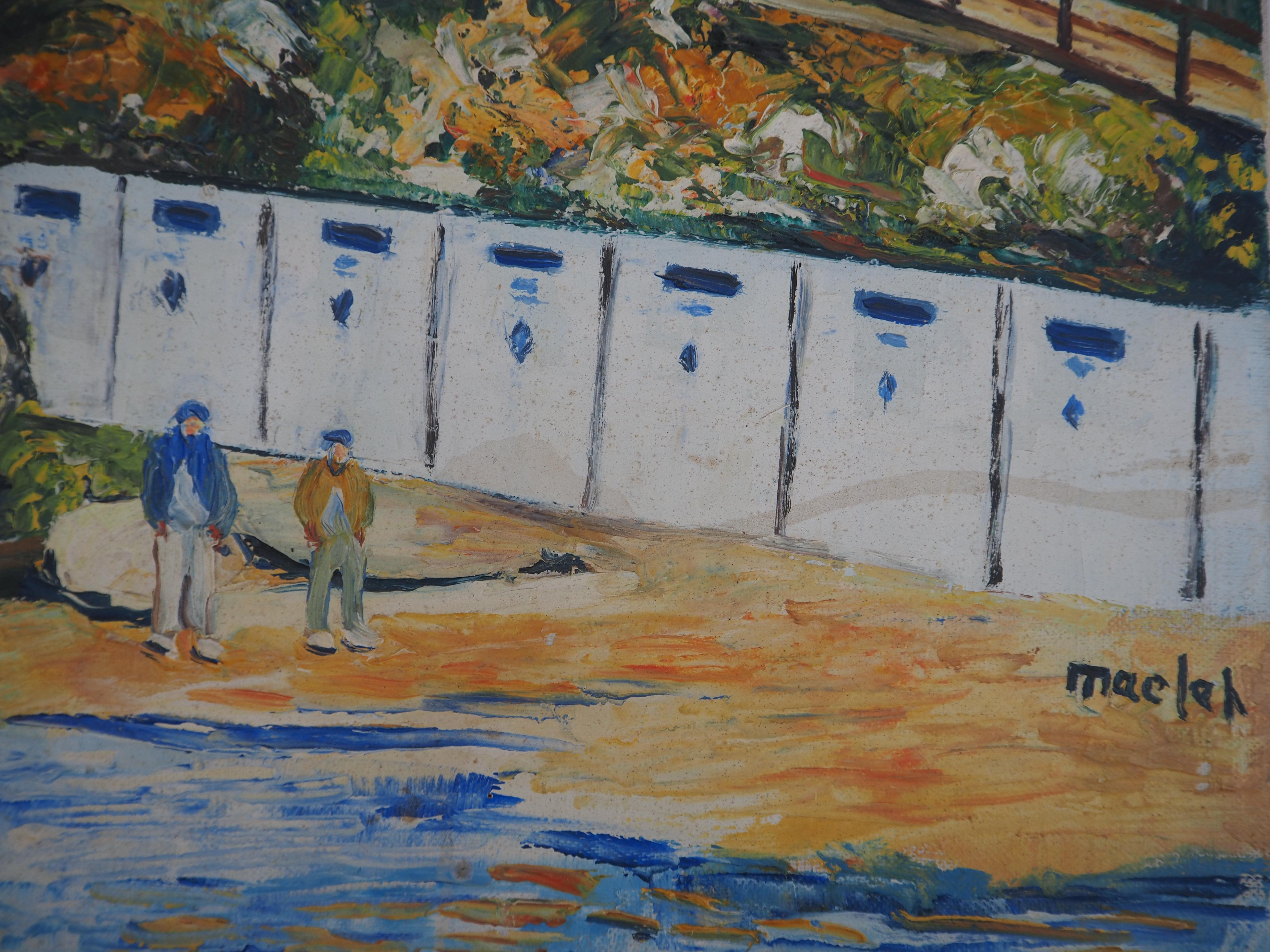 Paisaje marino mediterráneo cerca de Tolón - Óleo sobre lienzo - Firmado en venta 2