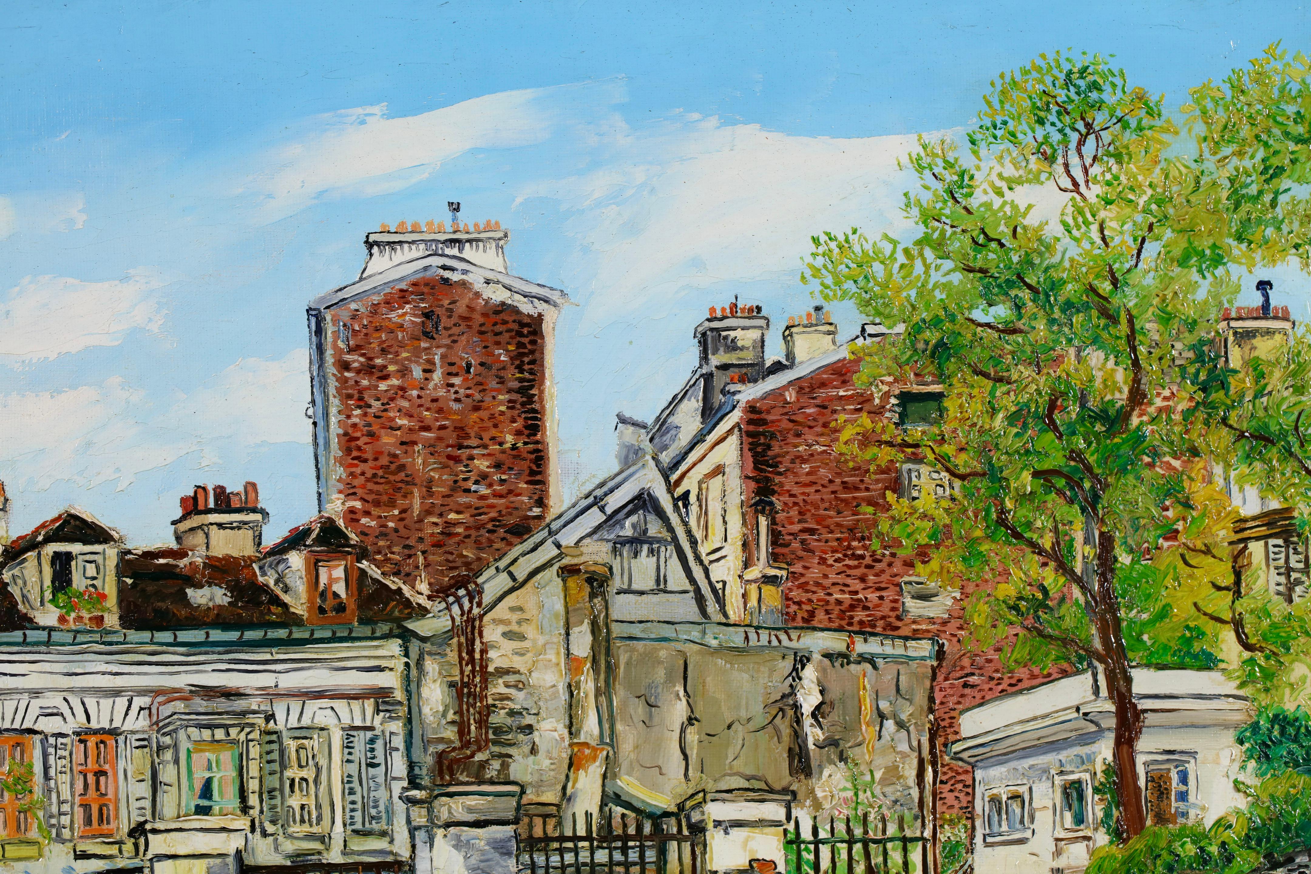 Huile de Montmartre Place Emile Goudeau- Paysage post-impressionniste - Elisee Maclet en vente 5