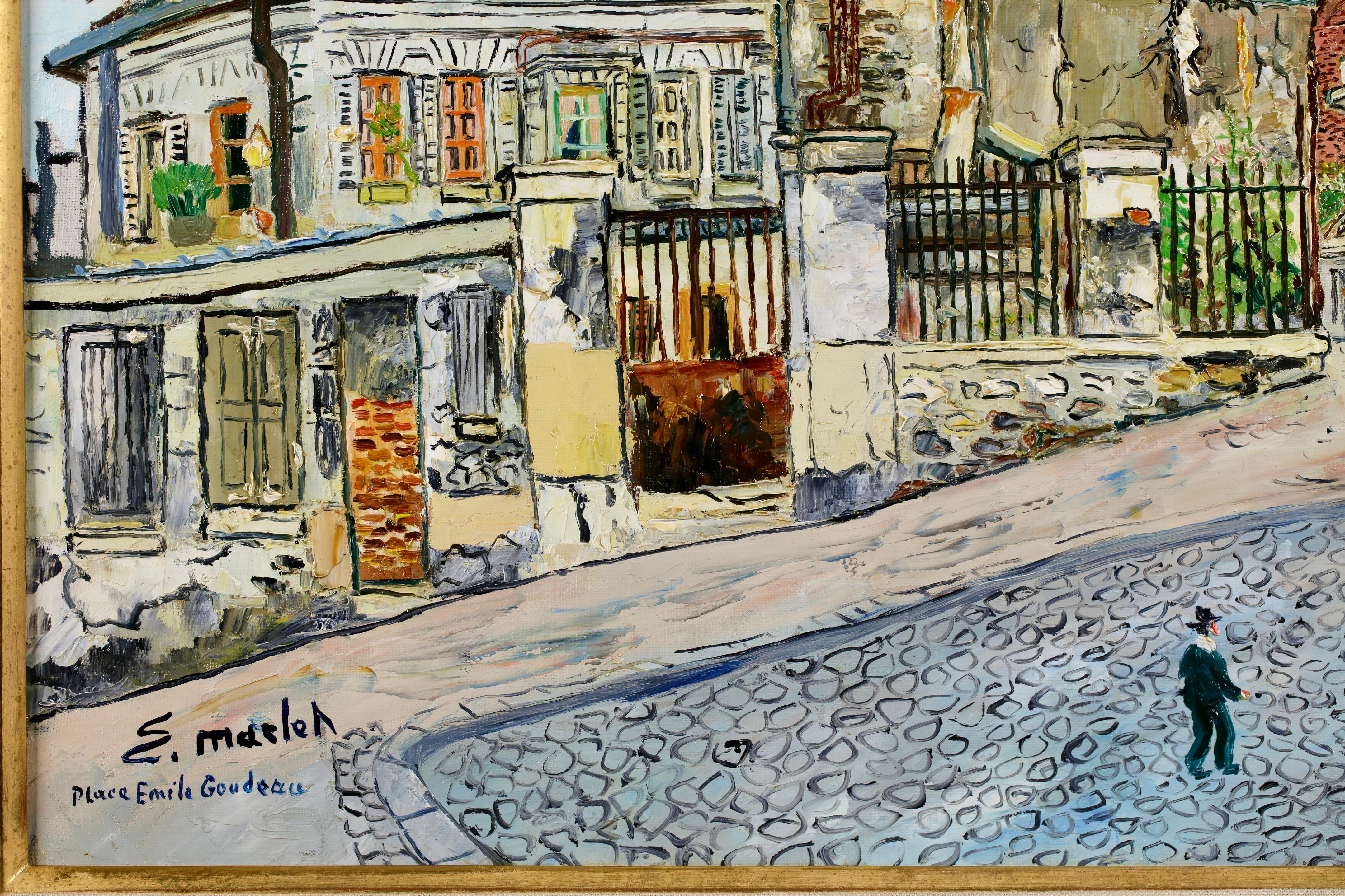 Huile de Montmartre Place Emile Goudeau- Paysage post-impressionniste - Elisee Maclet en vente 1