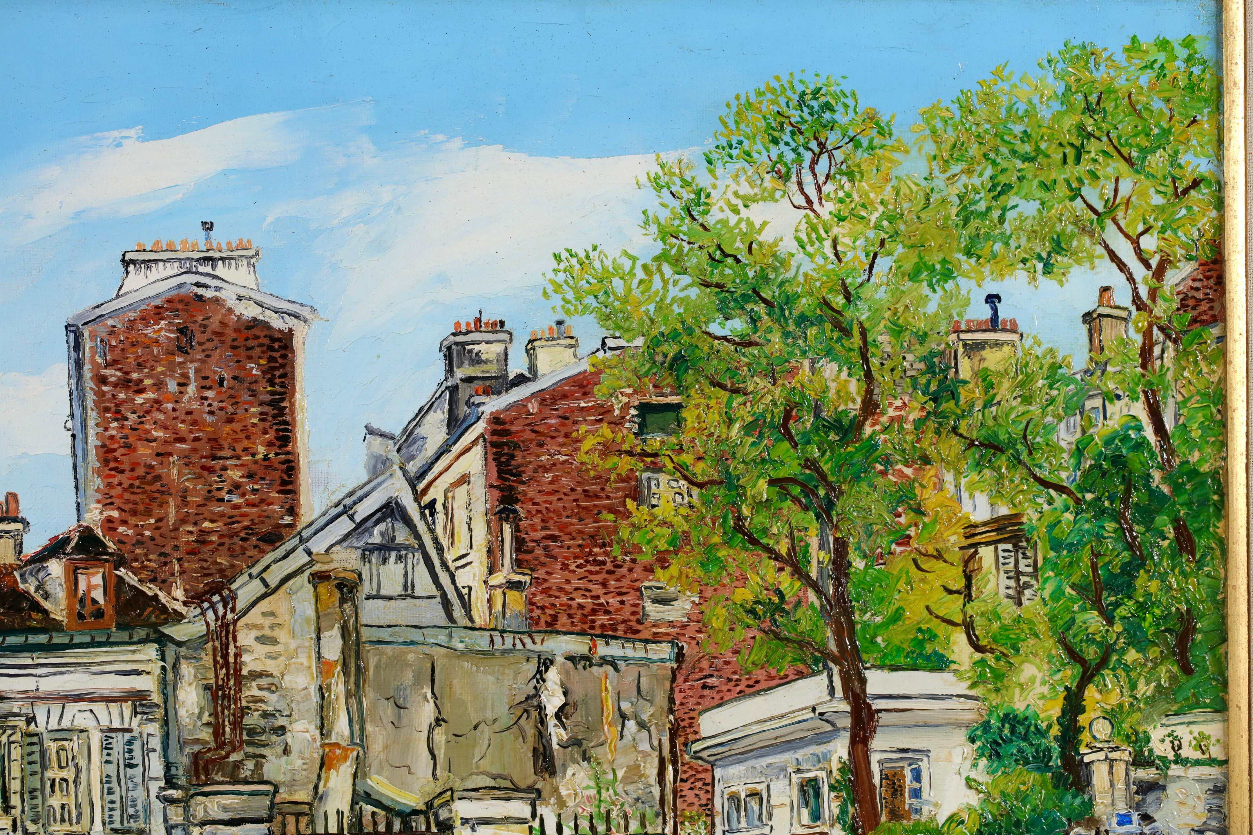 Huile de Montmartre Place Emile Goudeau- Paysage post-impressionniste - Elisee Maclet en vente 4