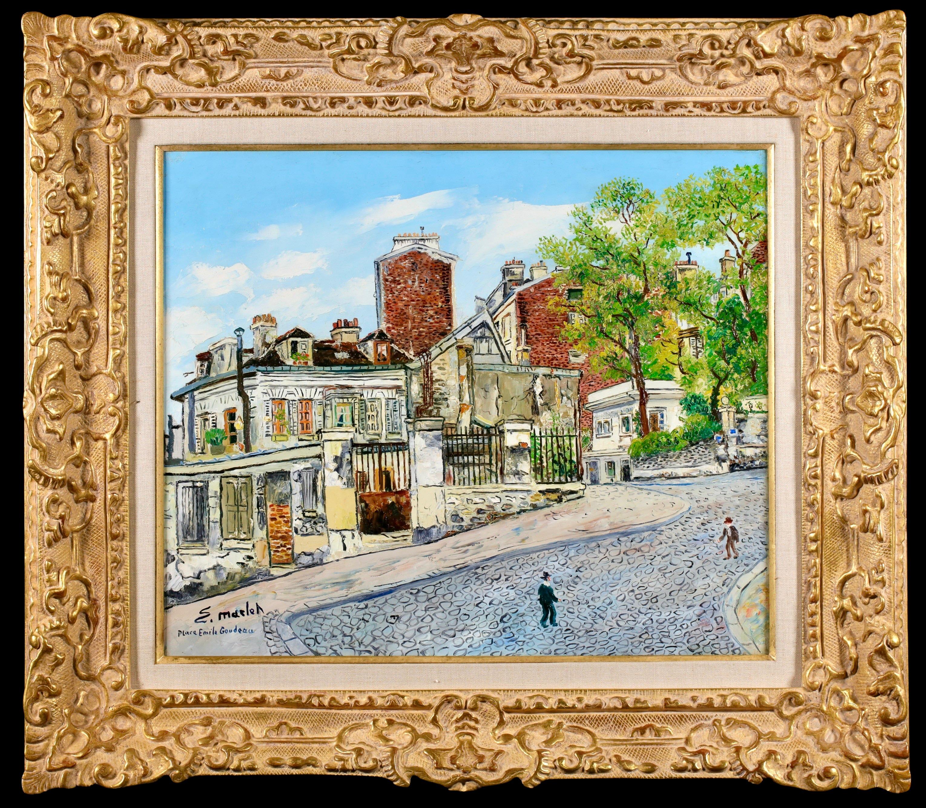 Montmartre Place Emile Goudeau- Post Impressionist Landscape Oil - Elisee Maclet