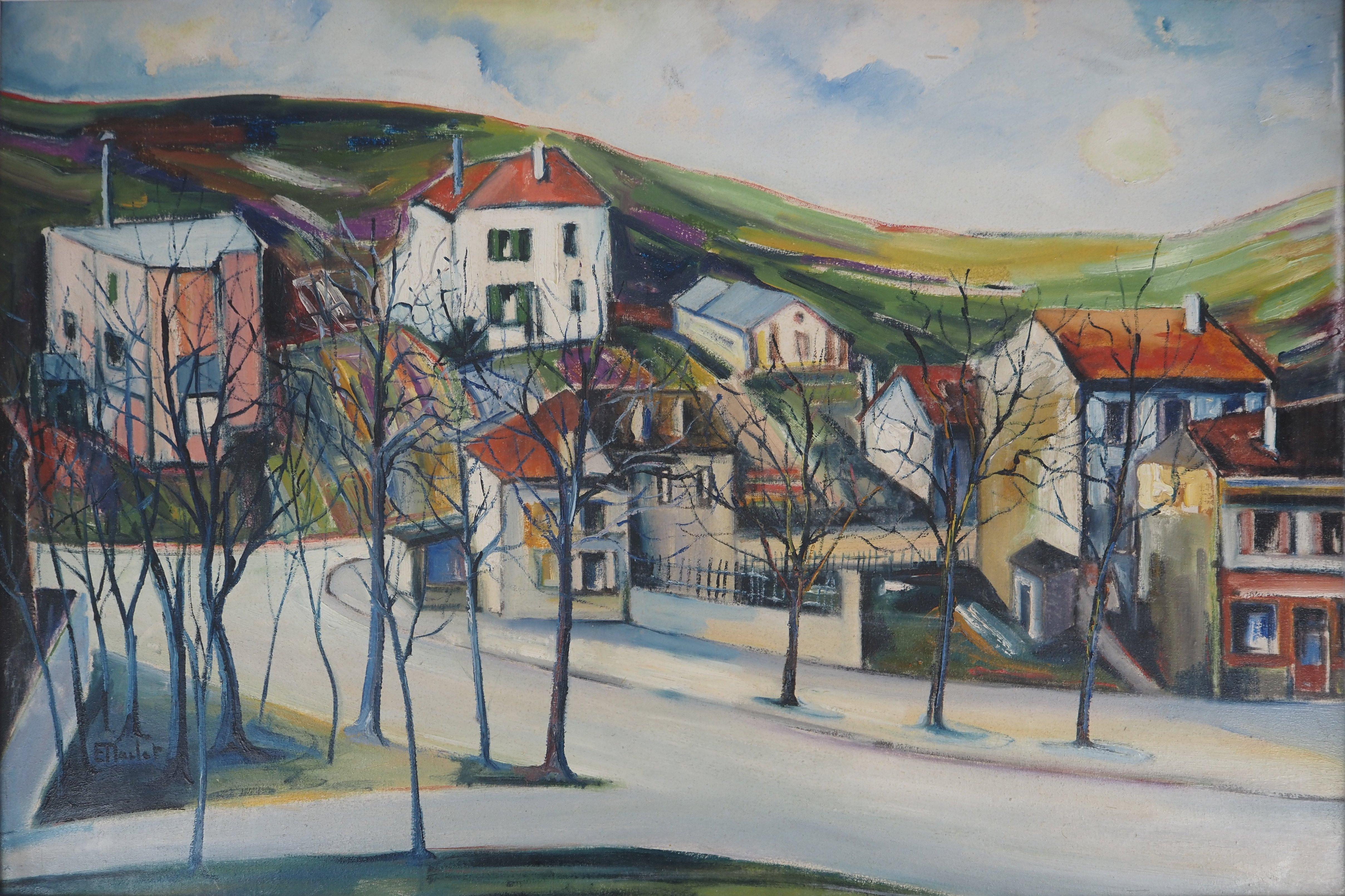 Elisée MACLET (1881-1962)
Normandy : Small Traditional Village, c. 1920

Original oil on canvas
Signed bottom right
On canvas 54 x 81 cm at view (c. 21 x 32 in) 
Presented in a golden frame 72 x 99 cm (c. 29 x 39 in)

Very good condition, light