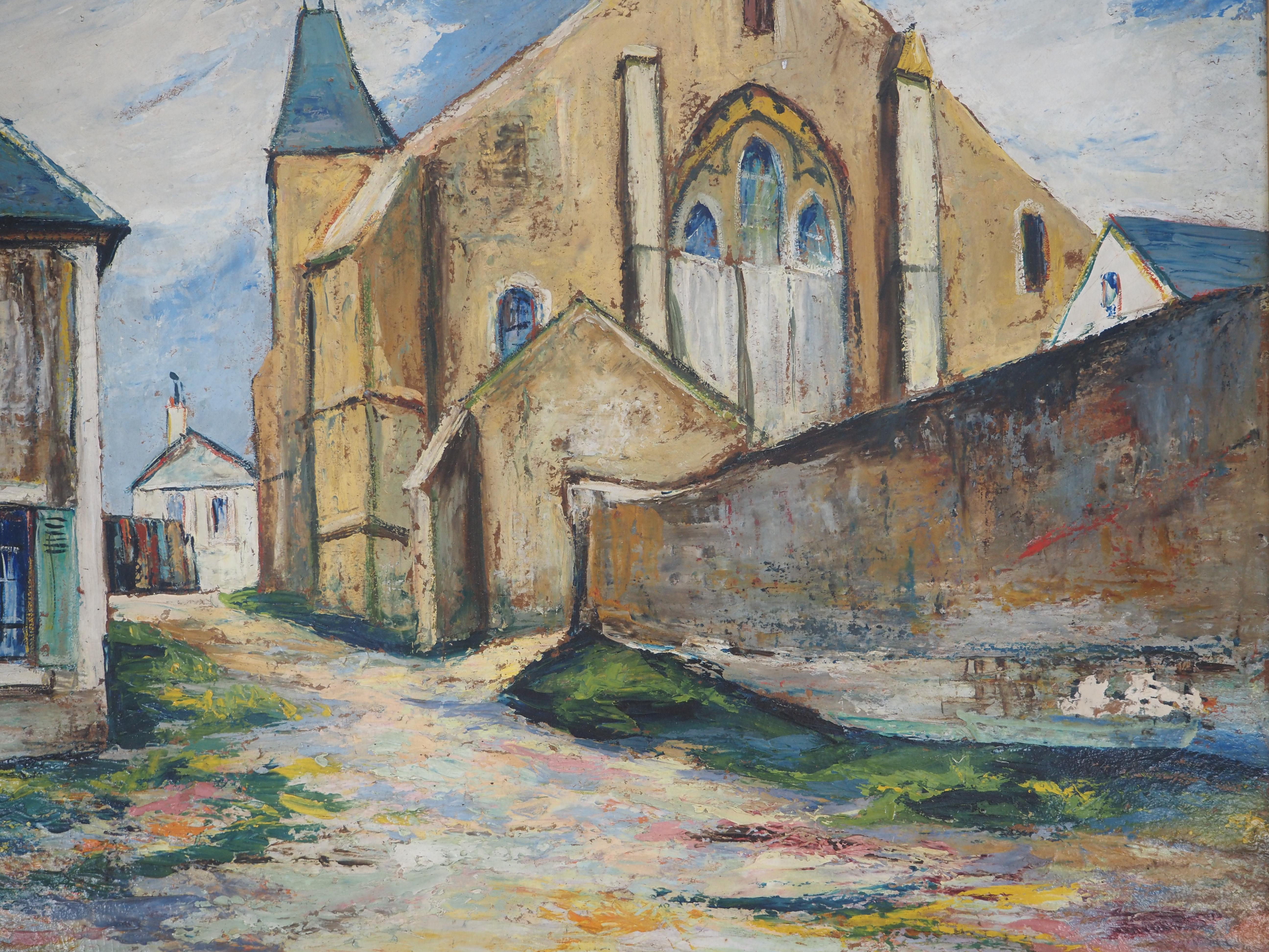 Elisée MACLET (1881-1962)
Normandie : Die alte römische Kirche, um 1915

Original Öl auf Platte
Signiert unten links
Auf Karton 50 x 65 cm (ca. 20 x 26 Zoll) 
Präsentiert in einem goldenen Rahmen, 69 x 84 cm (ca. 28 x 34 Zoll)

Sehr guter Zustand,