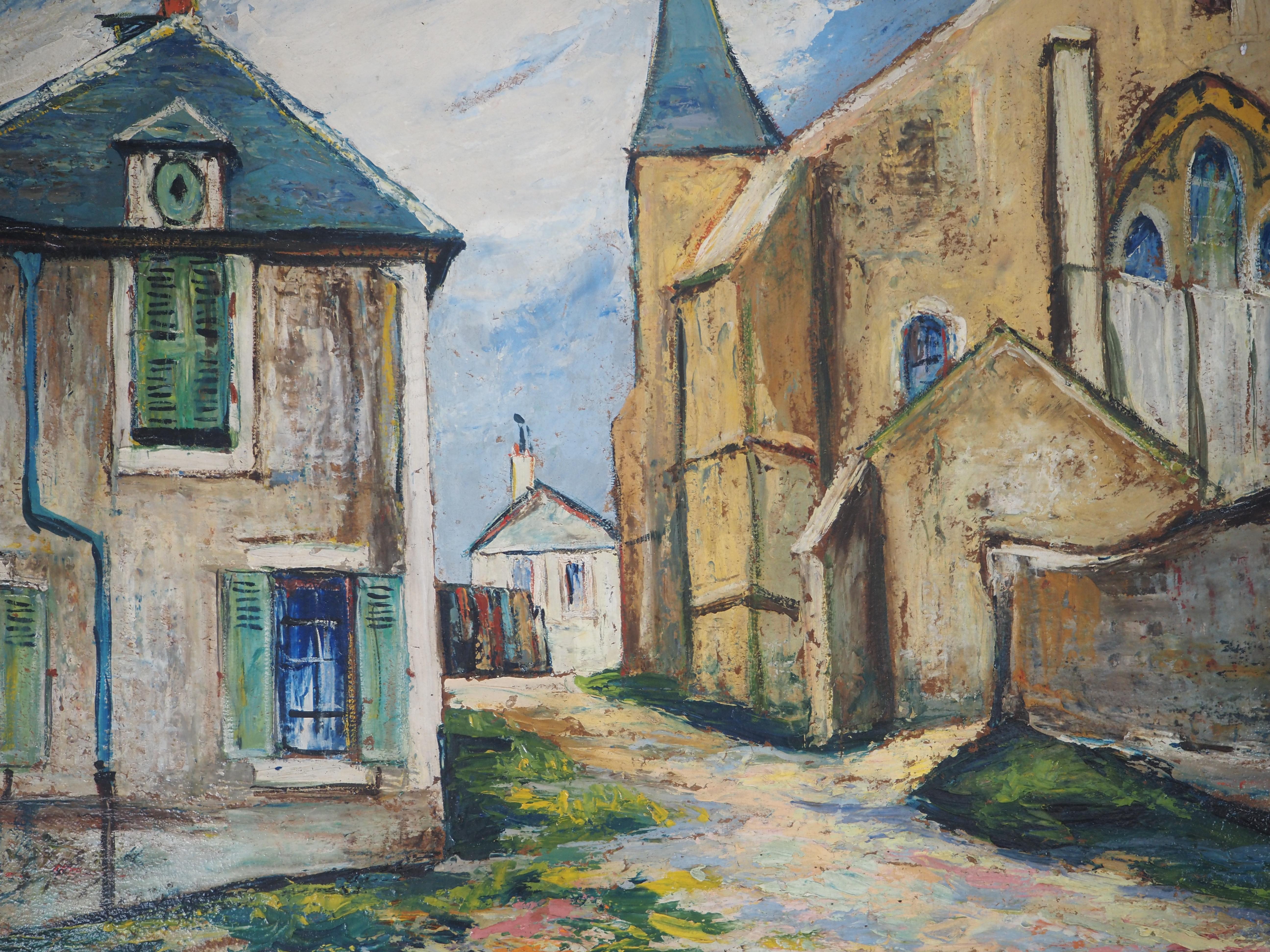 Normandy : The Old Roman Church - Original oil on panel - Signed (Cottel #217) - Post-Impressionist Painting by Elisée Maclet