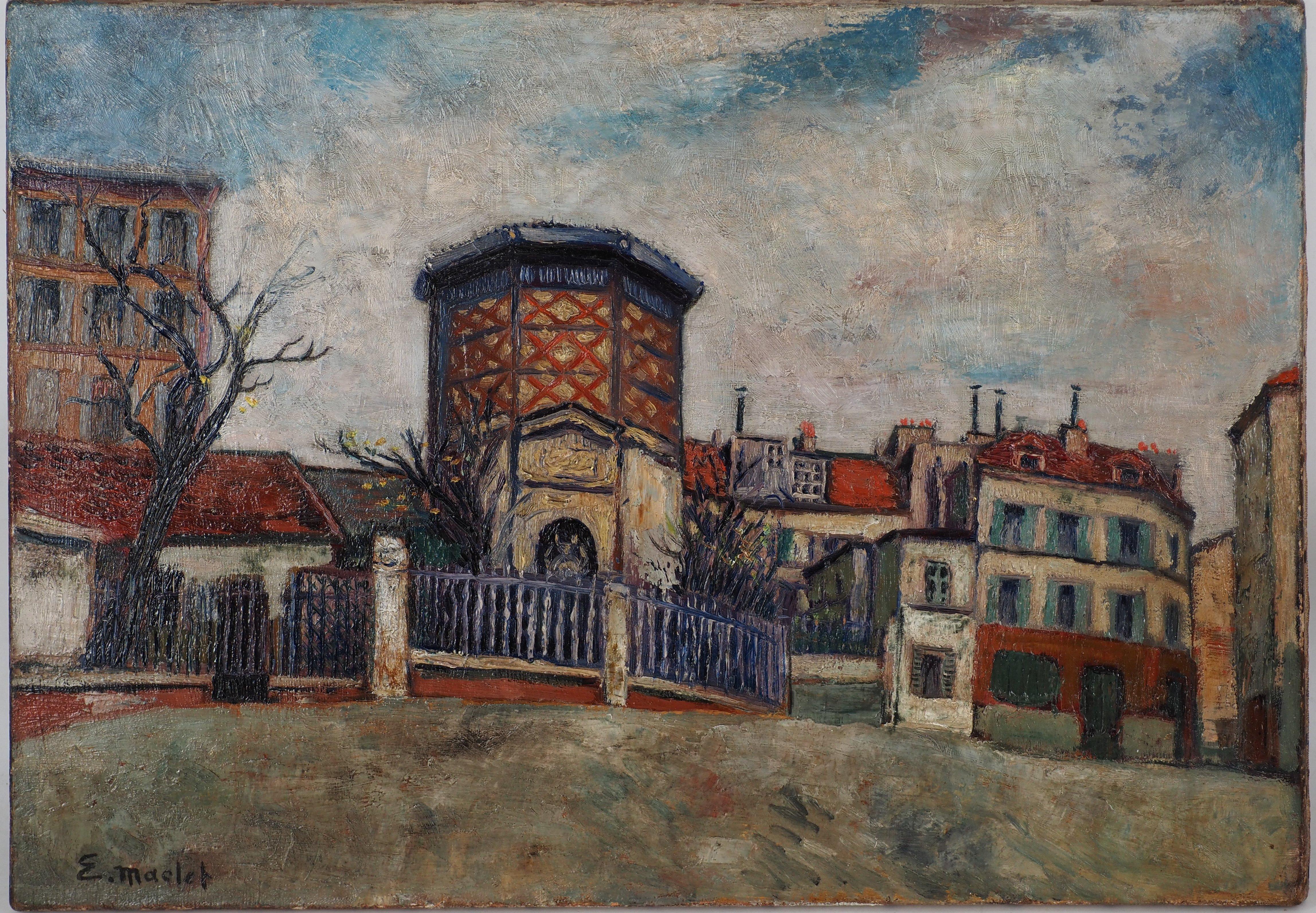 Paris, Montmartre : JB Clement Square - Original oil on canvas - Signed