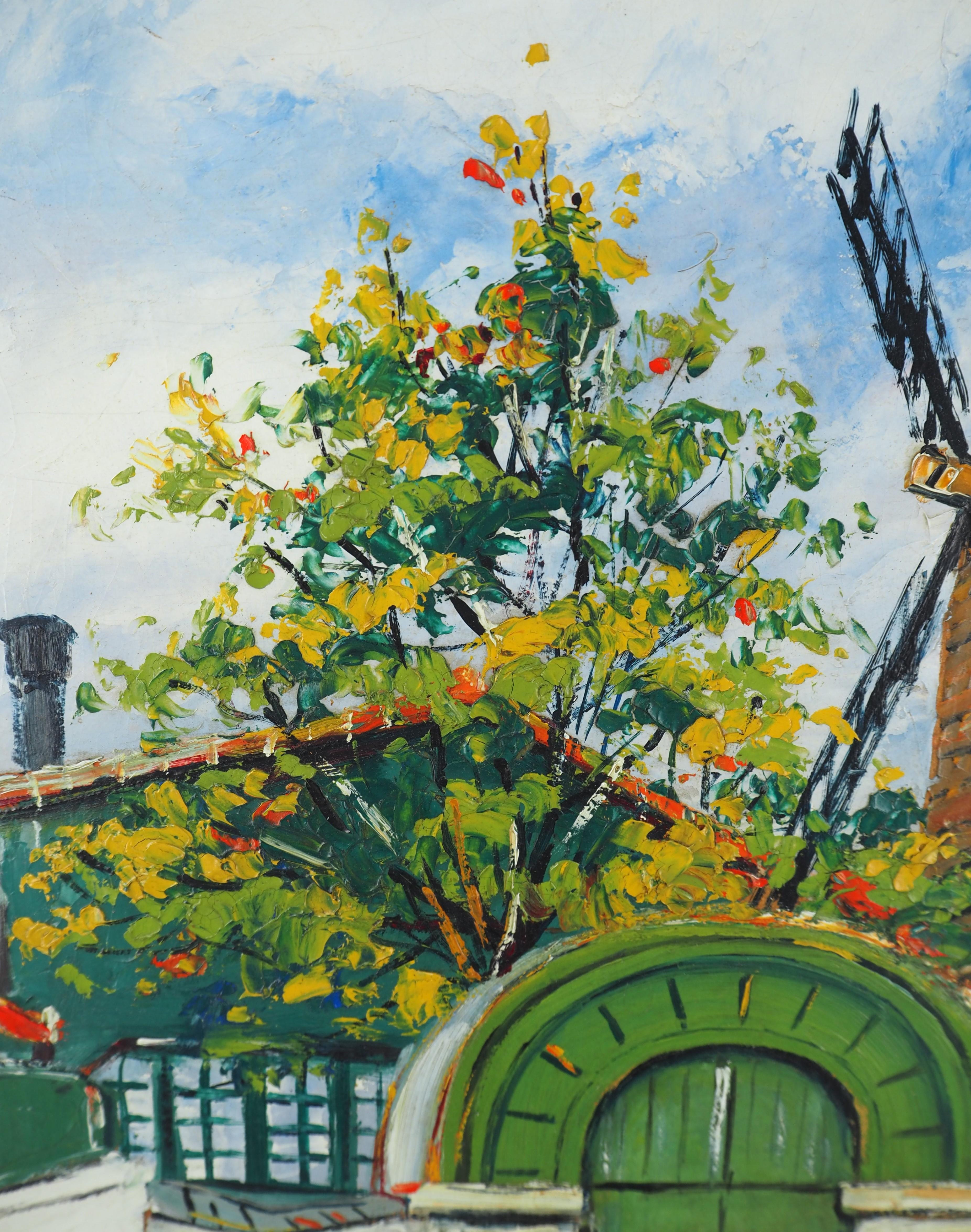 Paris, Montmartre : Moulin de la Galette (The Mill) - Oil Painting - Signed For Sale 7