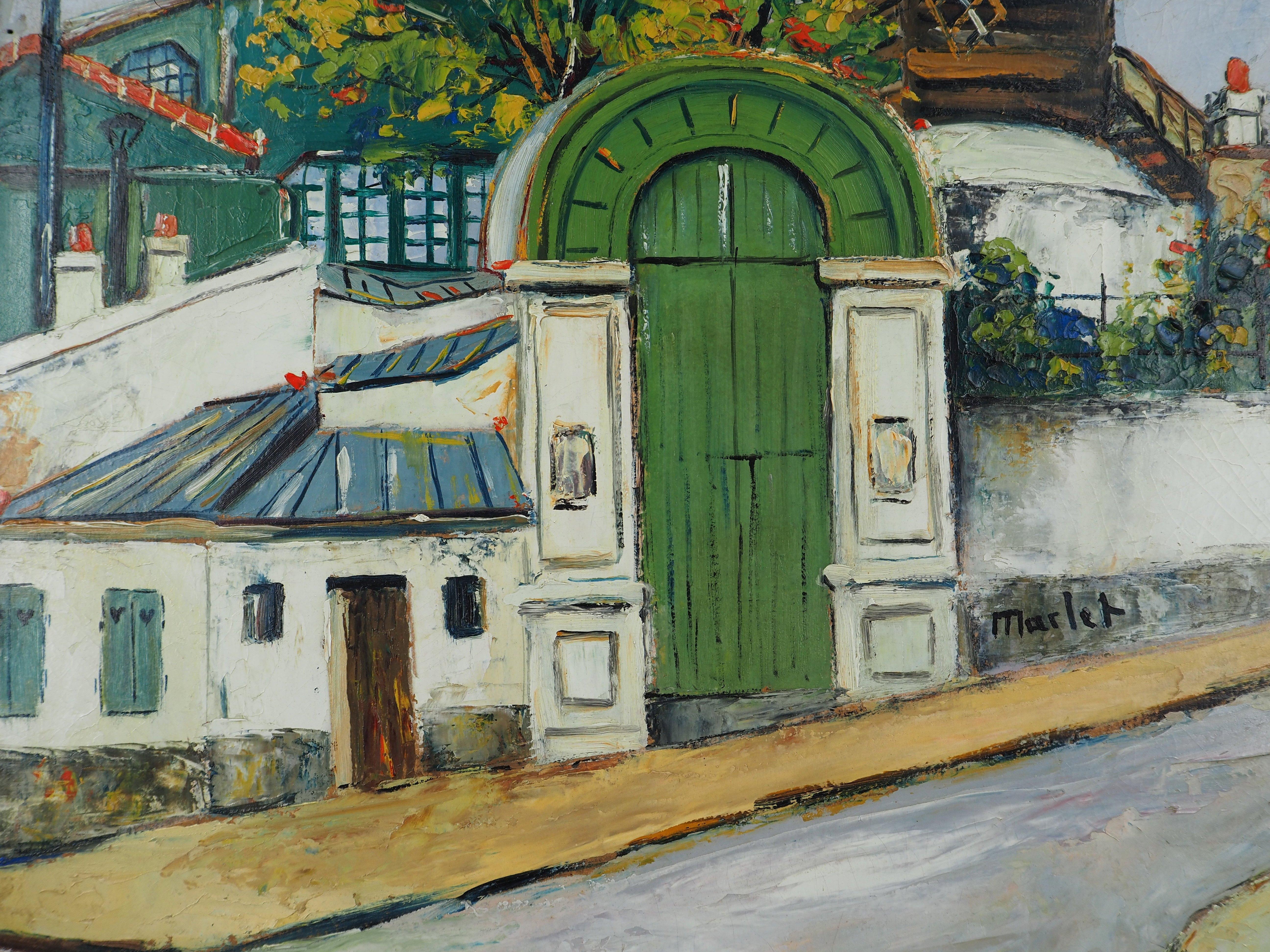 Paris, Montmartre : Moulin de la Galette (The Mill) - Oil Painting - Signed For Sale 8
