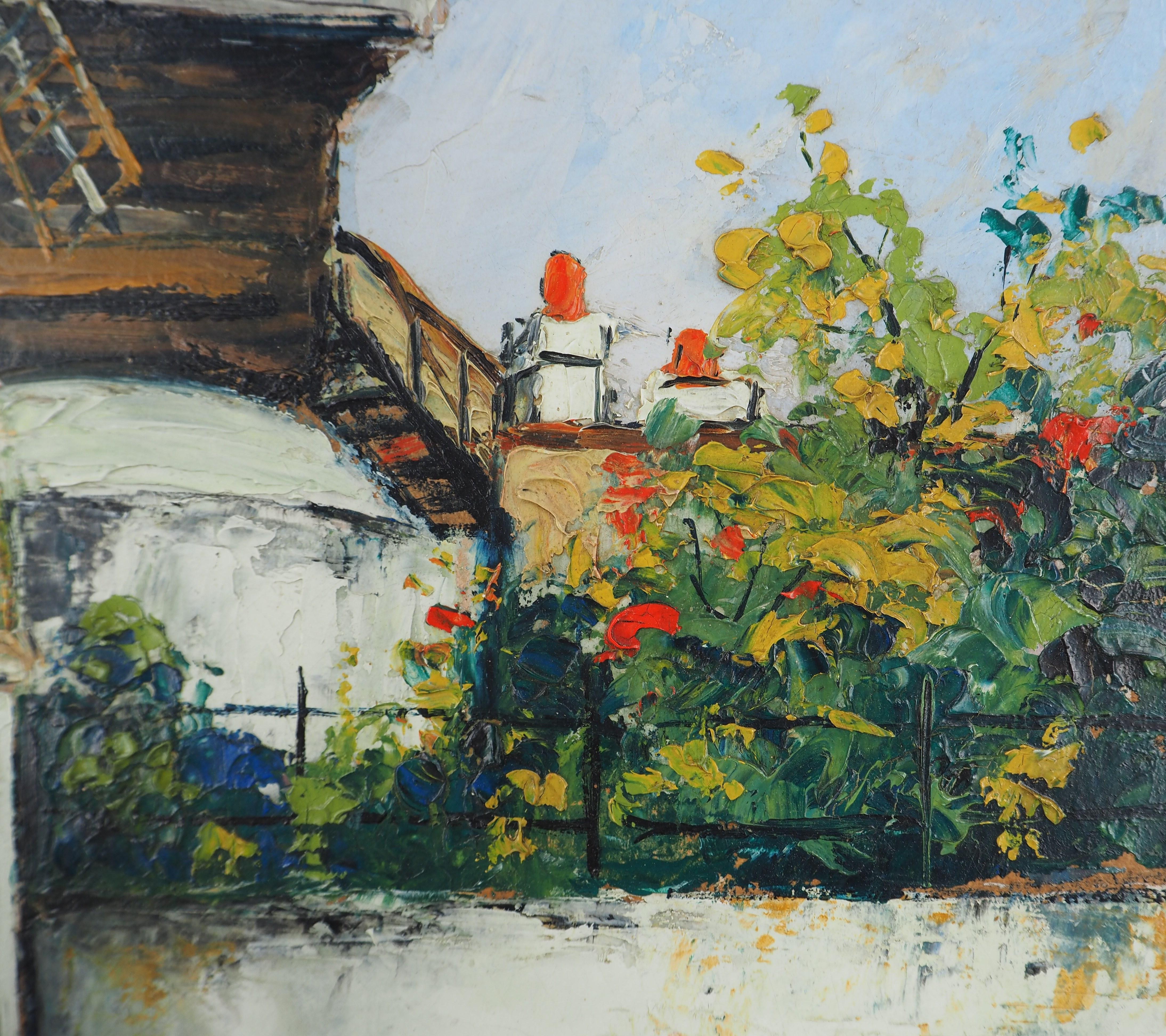 Paris, Montmartre : Moulin de la Galette (The Mill) - Oil Painting - Signed For Sale 10