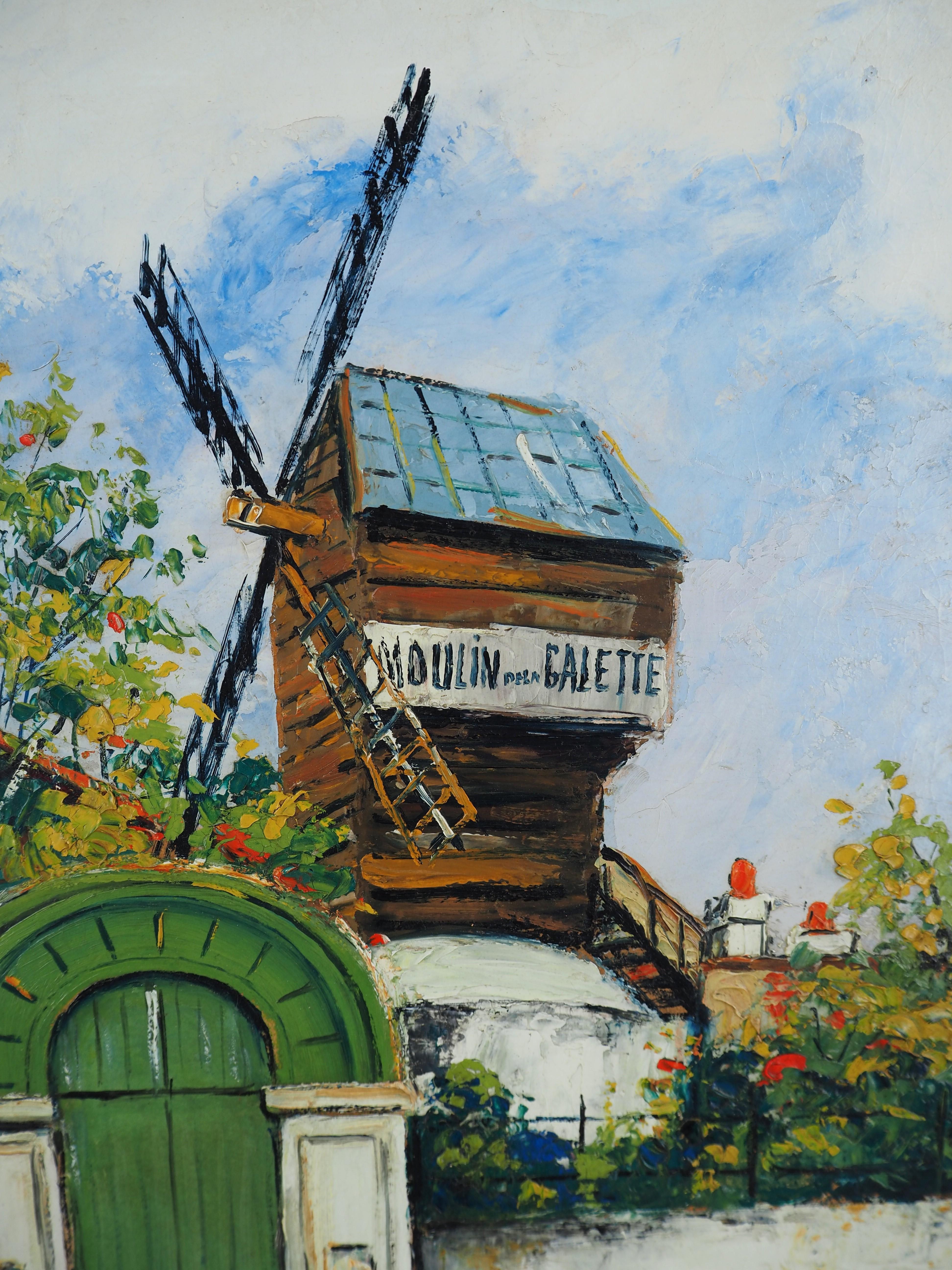 Paris, Montmartre : Moulin de la Galette (The Mill) - Oil Painting - Signed For Sale 3